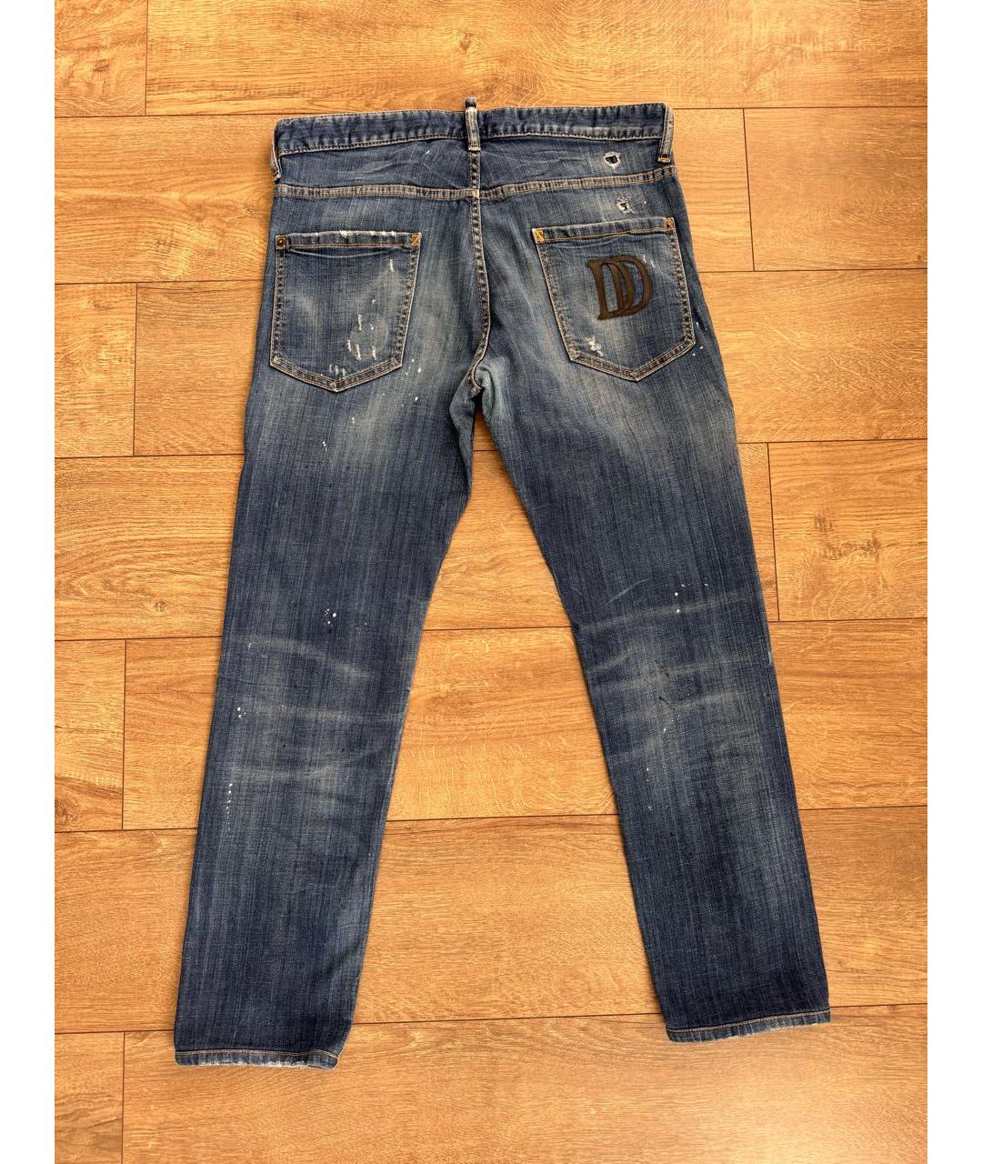 DSQUARED2 Синие хлопковые прямые джинсы, фото 2