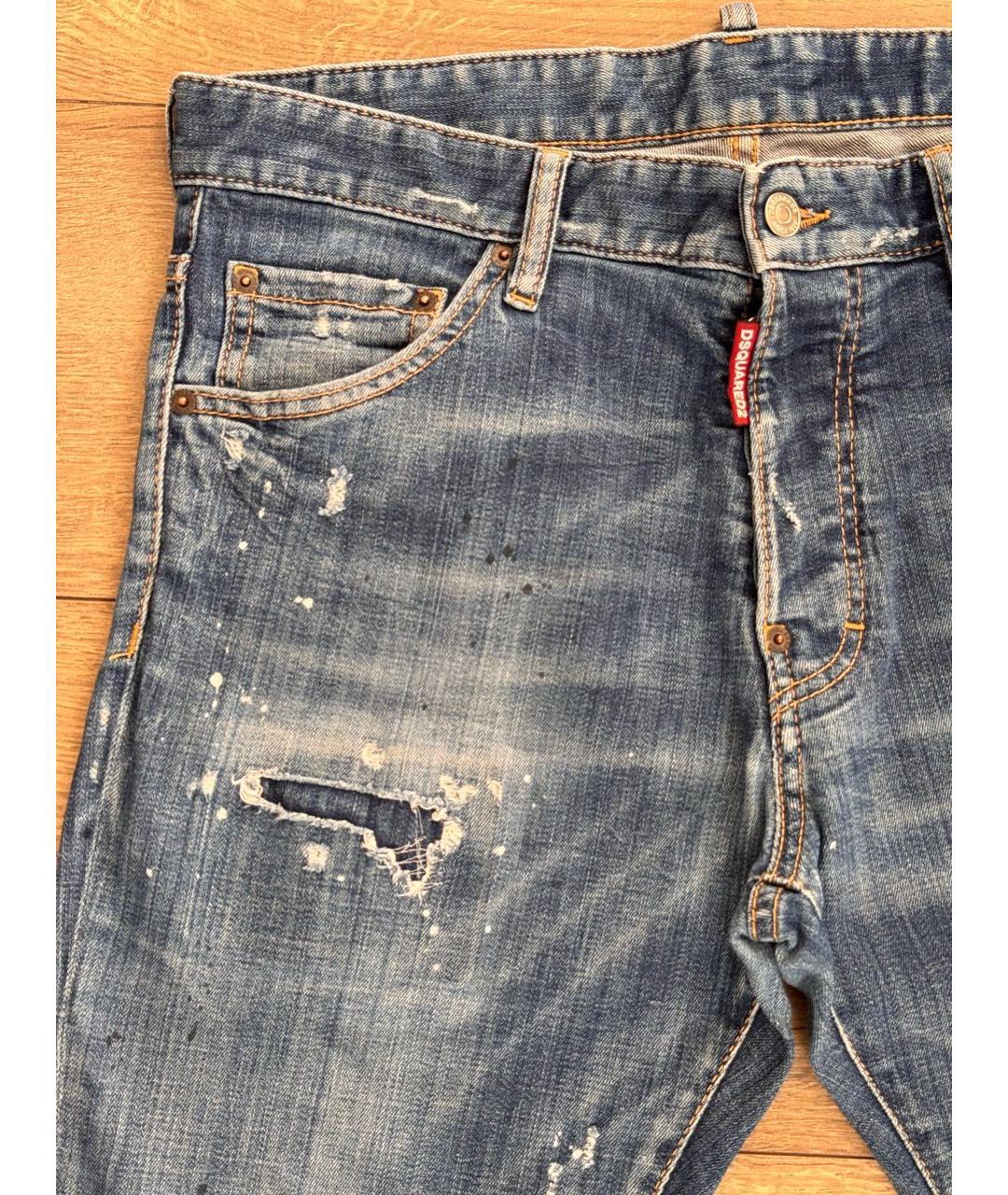 DSQUARED2 Синие хлопковые прямые джинсы, фото 4