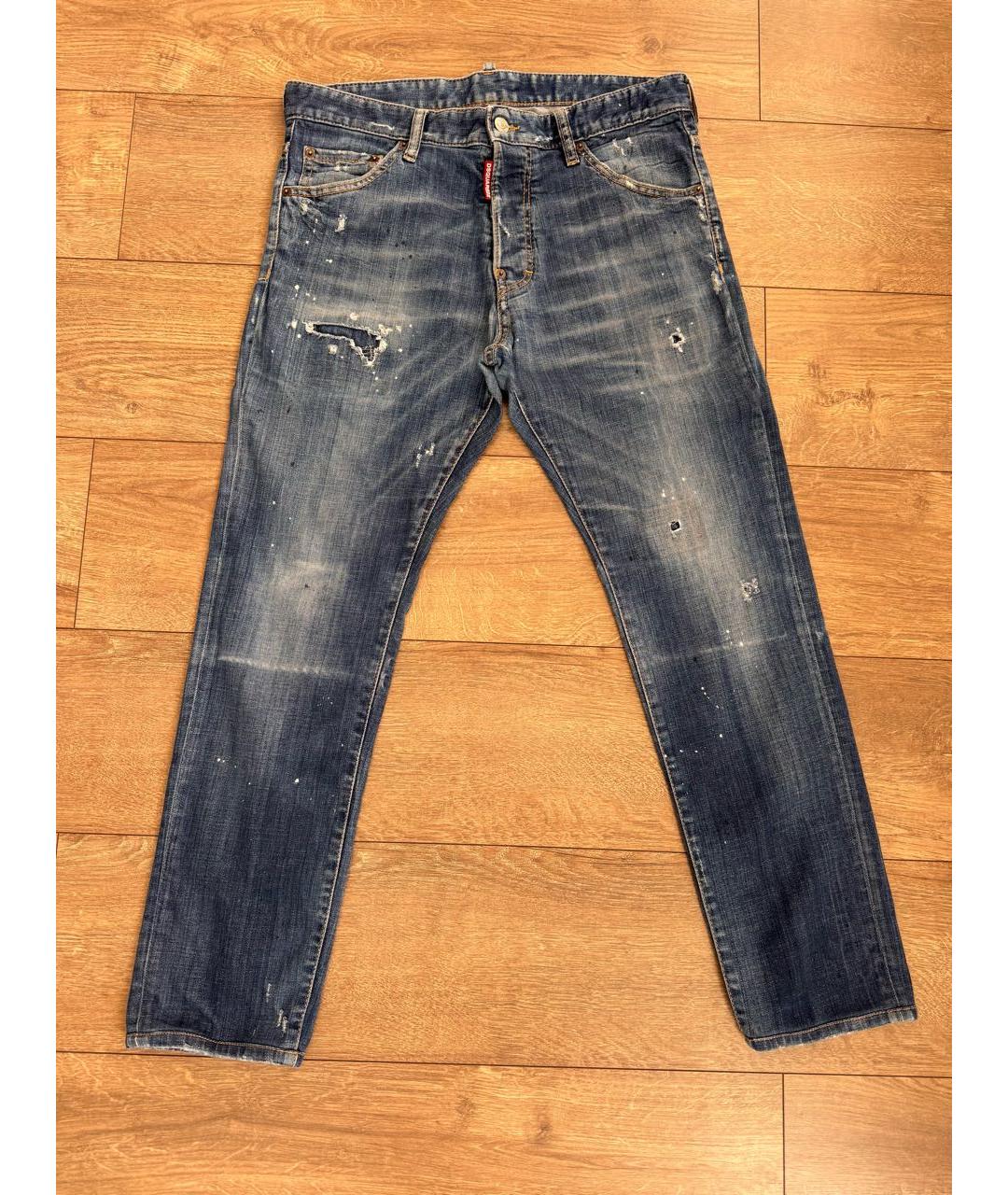 DSQUARED2 Синие хлопковые прямые джинсы, фото 5