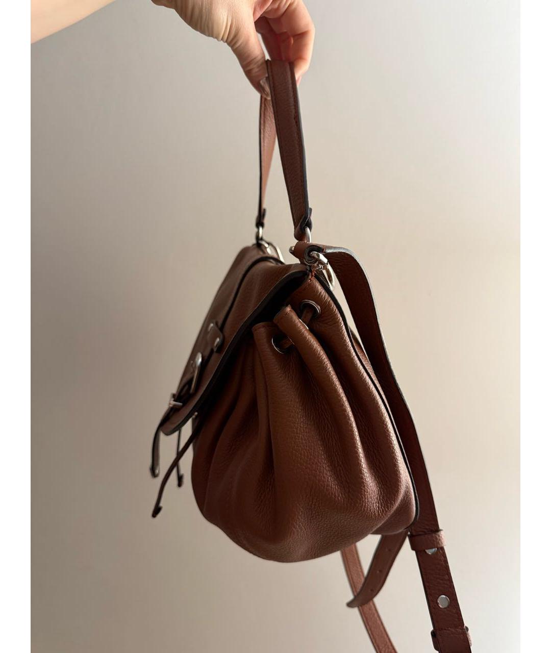 COCCINELLE Коричневая кожаная сумка через плечо, фото 7