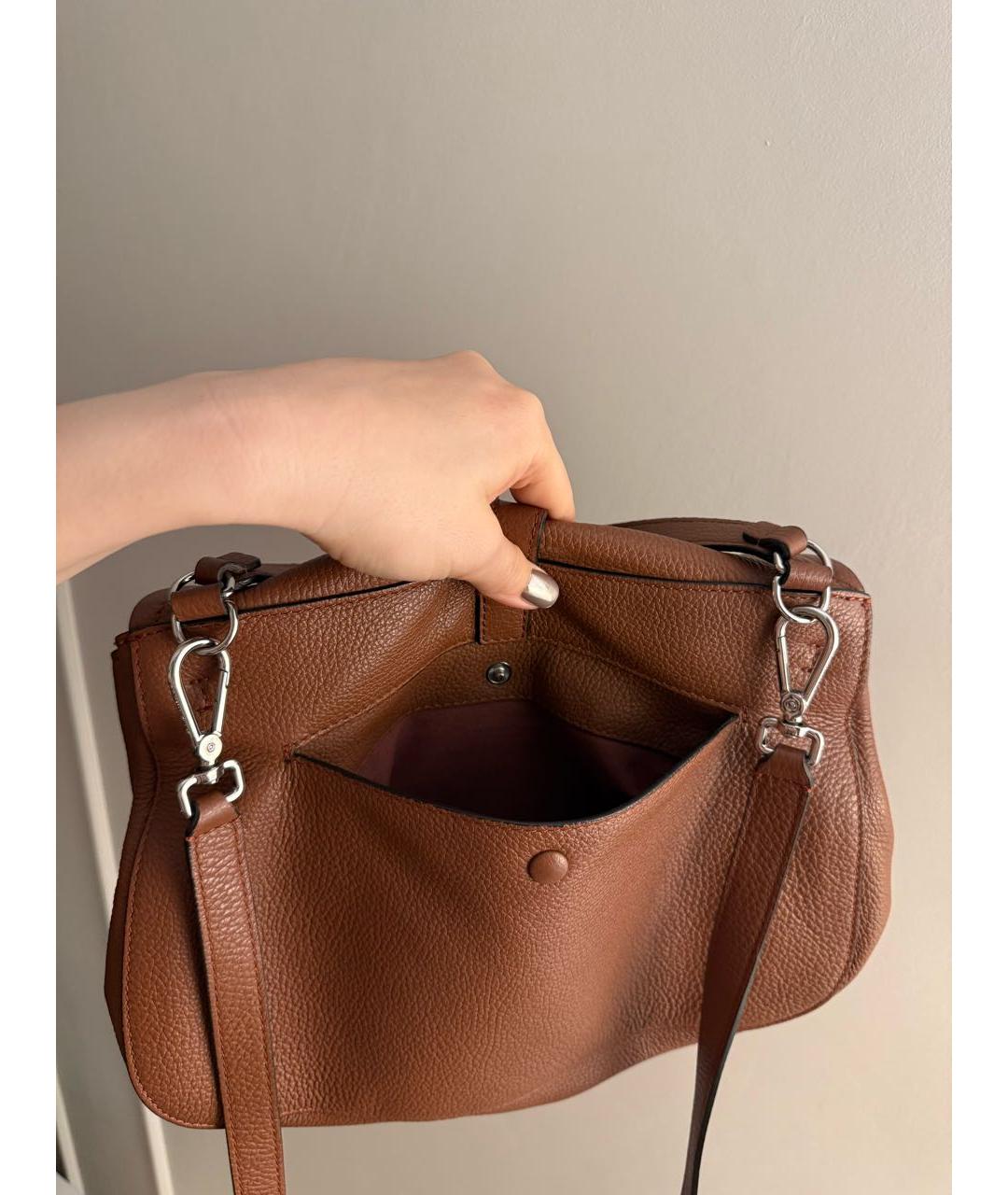 COCCINELLE Коричневая кожаная сумка через плечо, фото 3