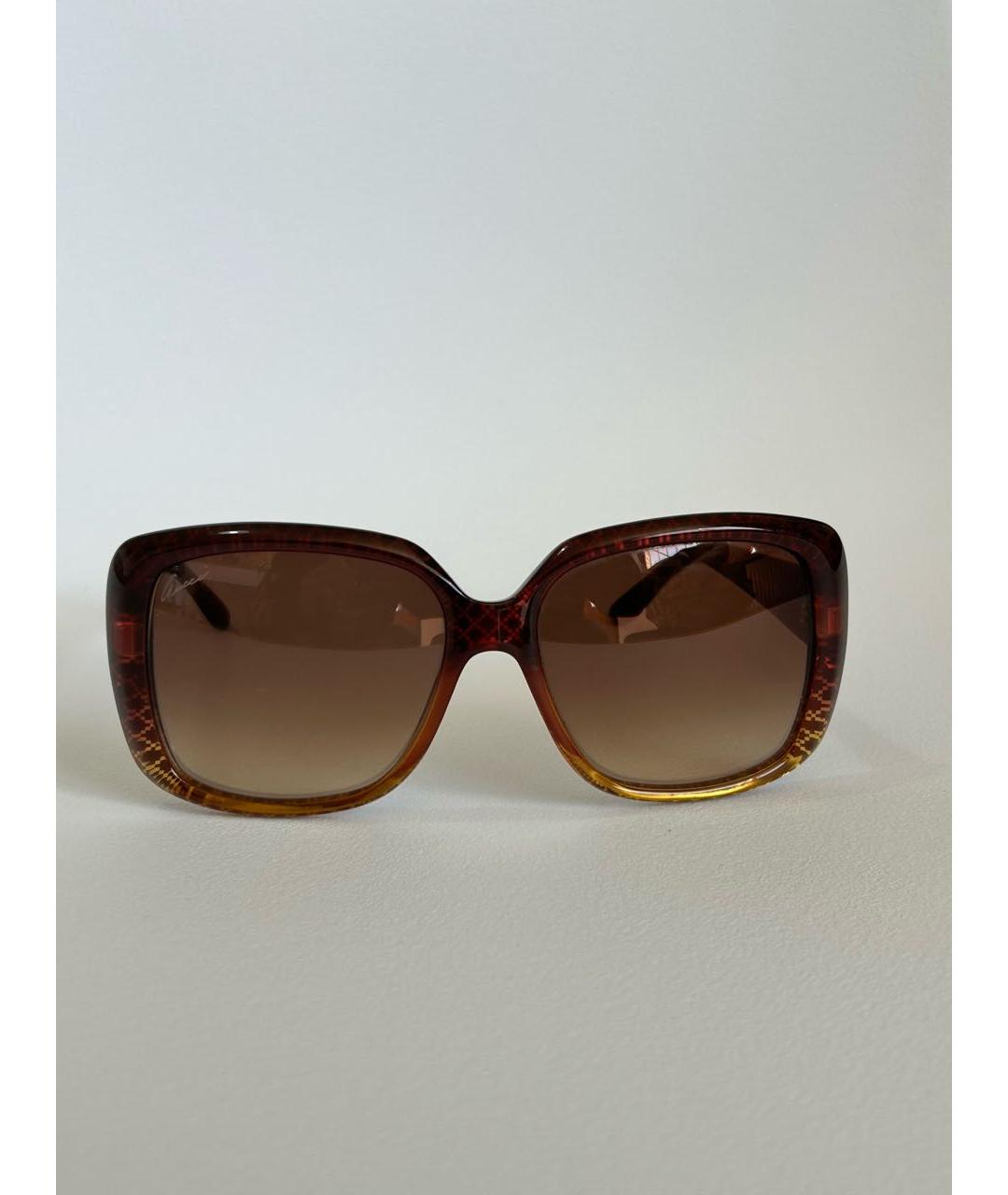 GUCCI Коричневые пластиковые солнцезащитные очки, фото 8