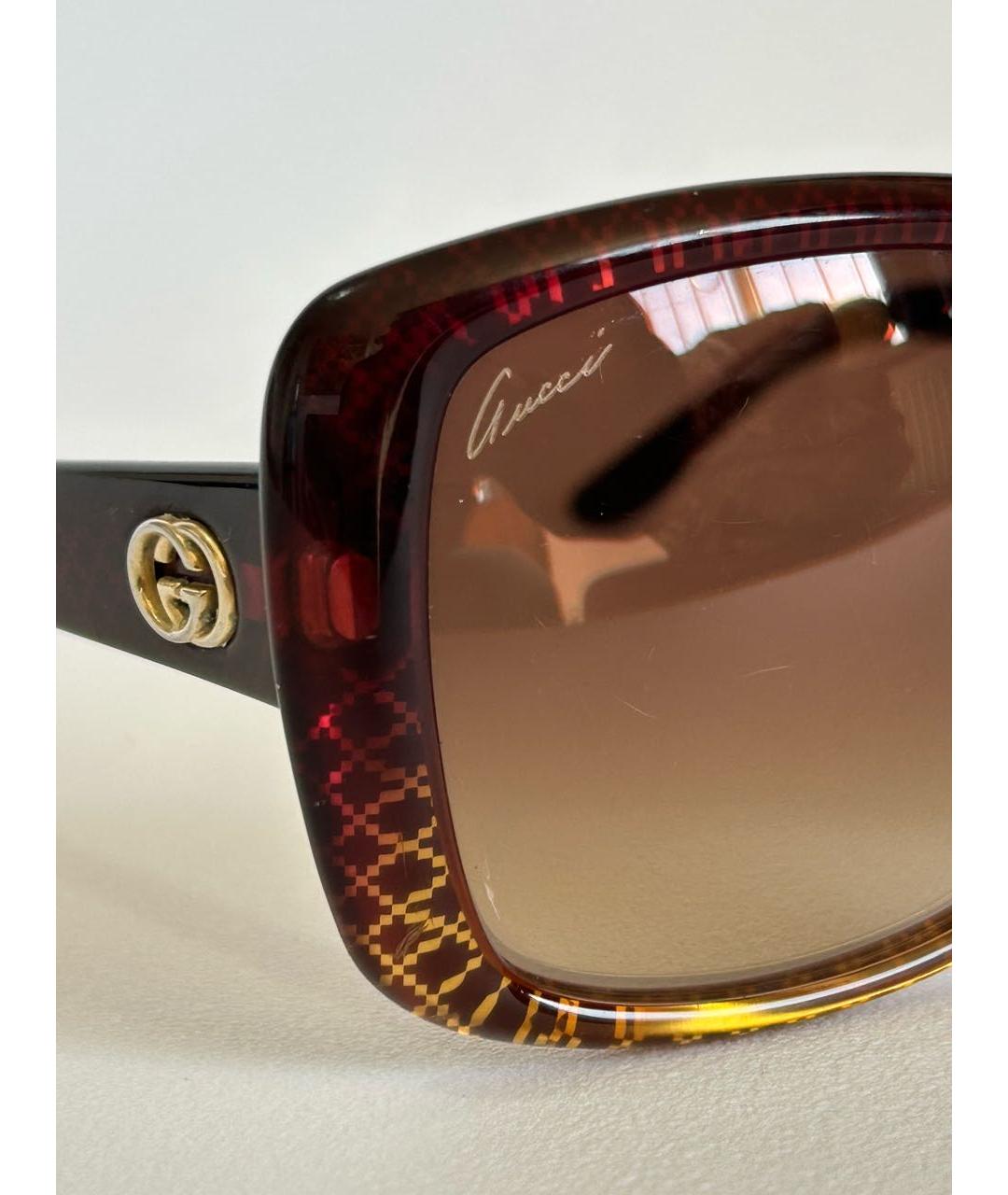 GUCCI Коричневые пластиковые солнцезащитные очки, фото 4