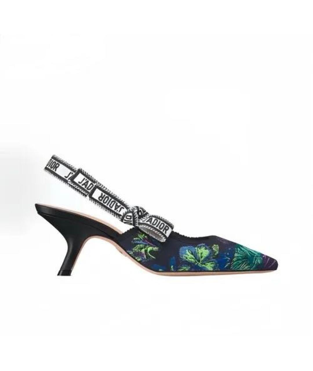 CHRISTIAN DIOR Синие текстильные лодочки на низком каблуке, фото 9