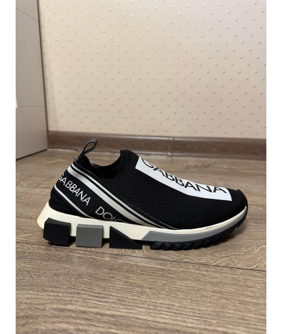 DOLCE&GABBANA Черные текстильные низкие кроссовки / кеды, фото 5