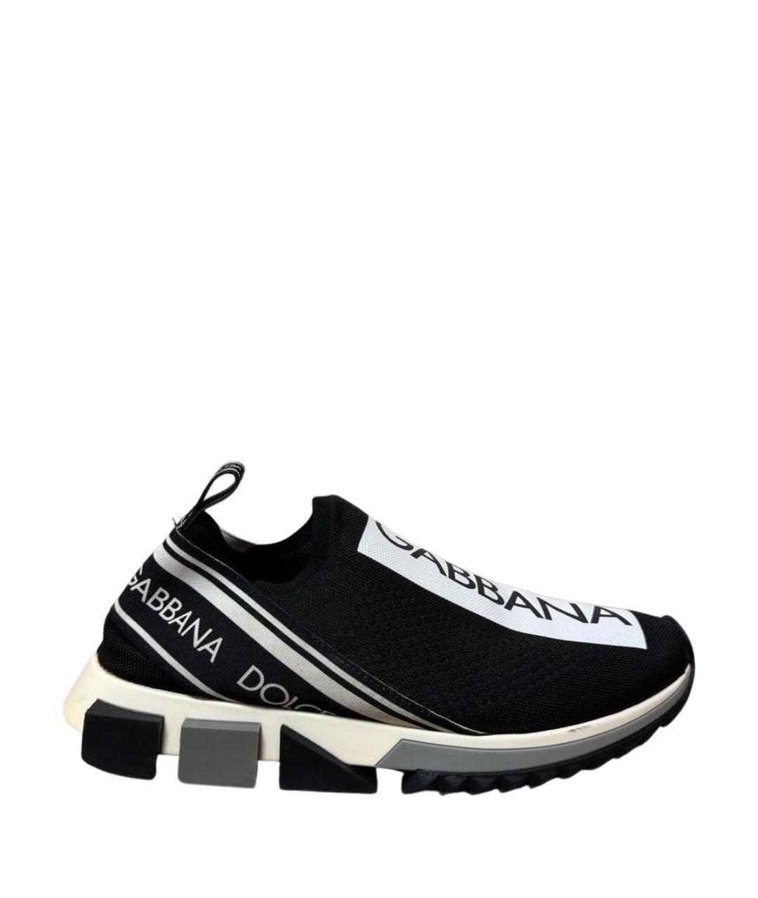 DOLCE&GABBANA Черные текстильные низкие кроссовки / кеды, фото 1