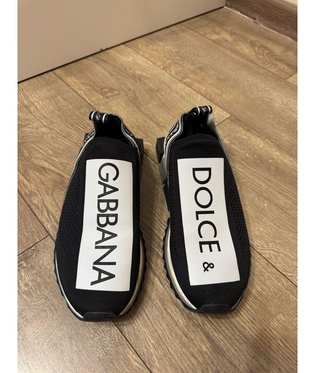 DOLCE&GABBANA Черные текстильные низкие кроссовки / кеды, фото 2