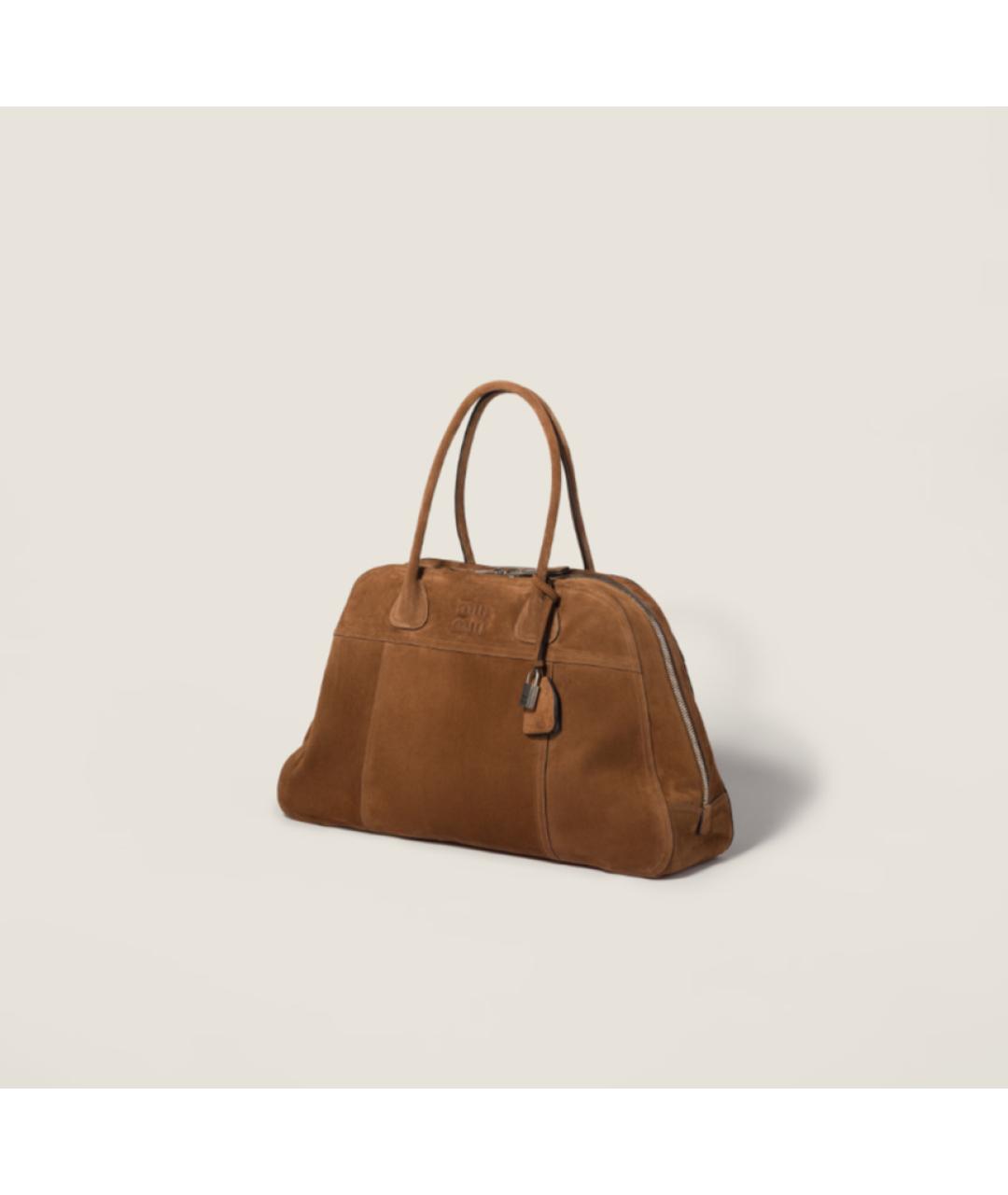 MIU MIU Коричневая замшевая сумка с короткими ручками, фото 2