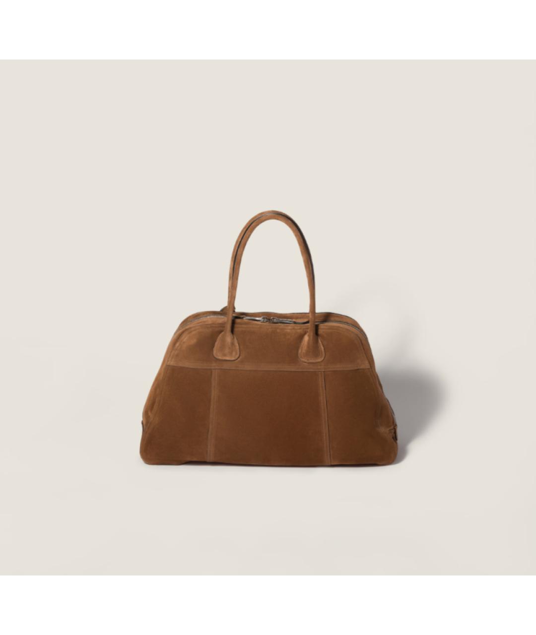 MIU MIU Коричневая замшевая сумка с короткими ручками, фото 3