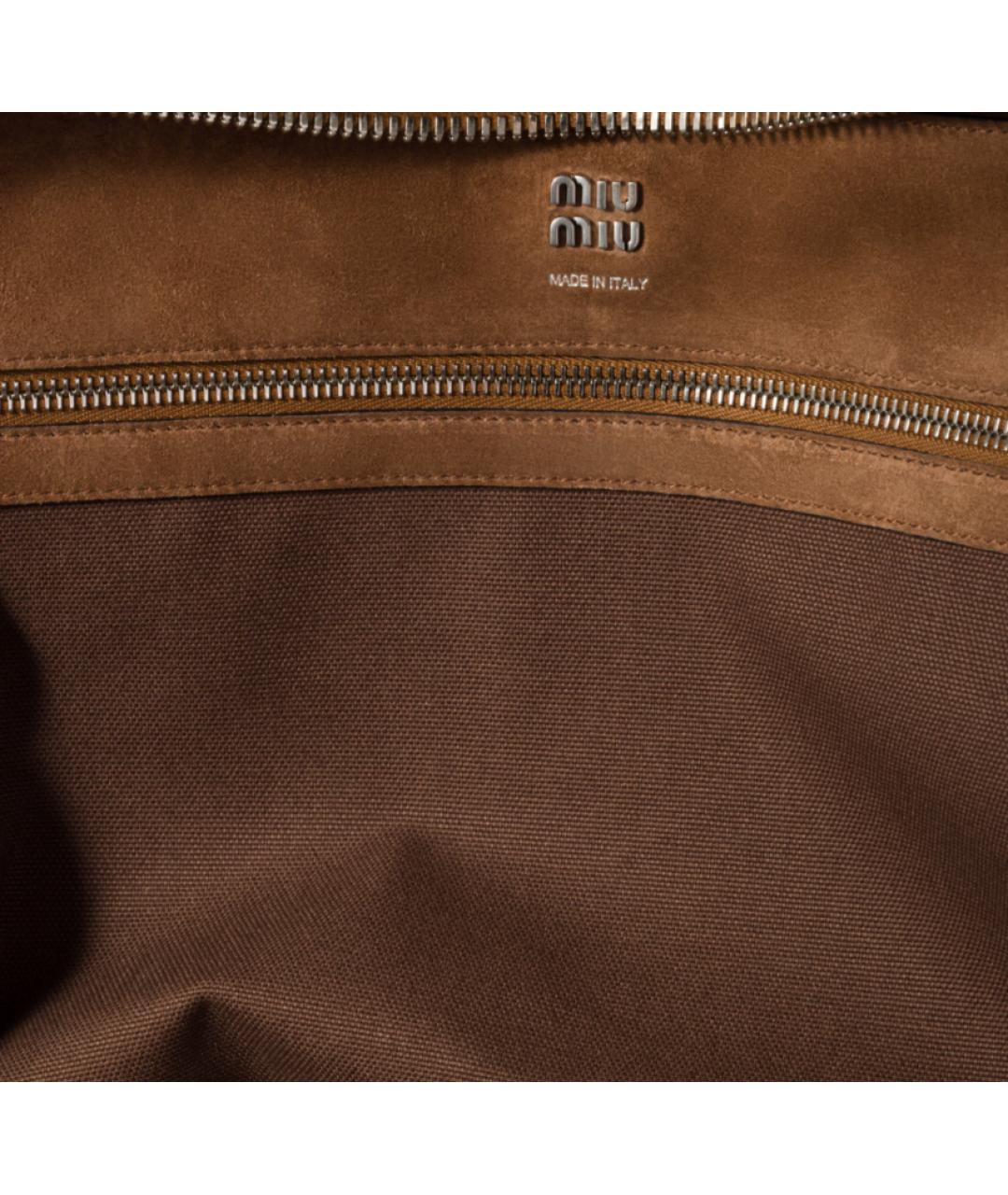 MIU MIU Коричневая замшевая сумка с короткими ручками, фото 4