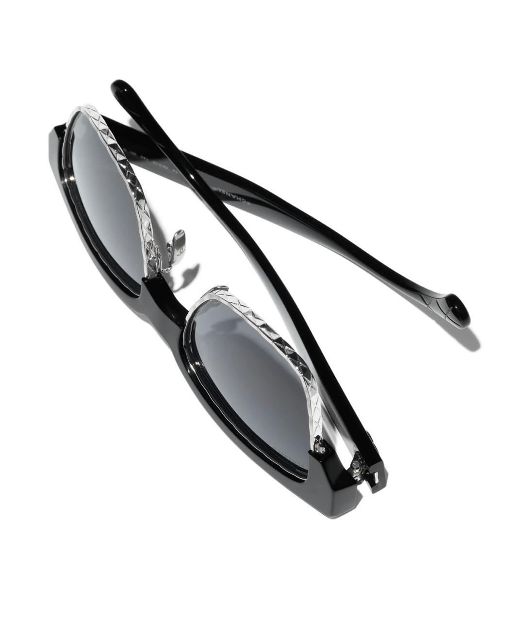 CHANEL Антрацитовые пластиковые солнцезащитные очки, фото 4