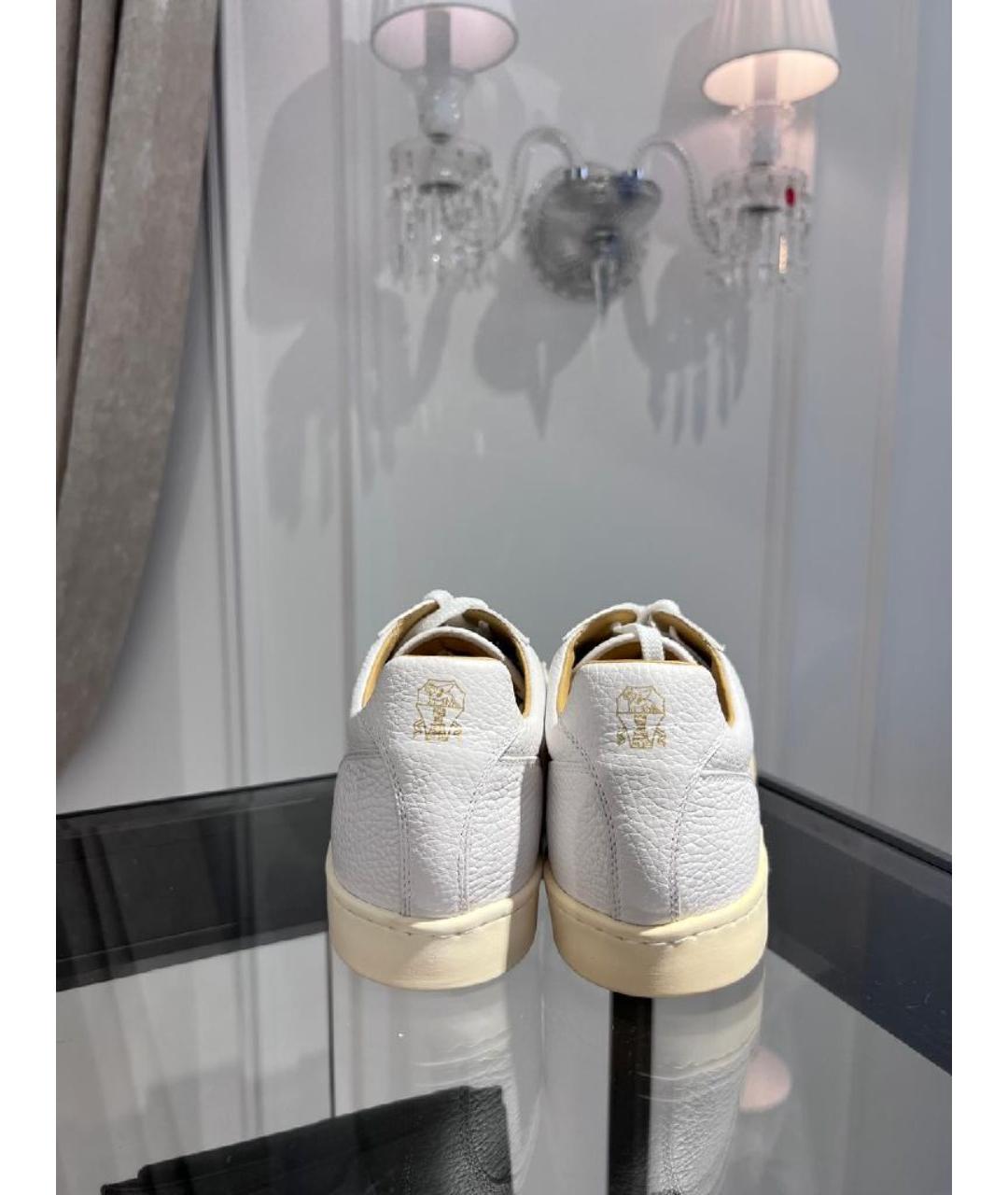 BRUNELLO CUCINELLI Белые кожаные низкие кроссовки / кеды, фото 3