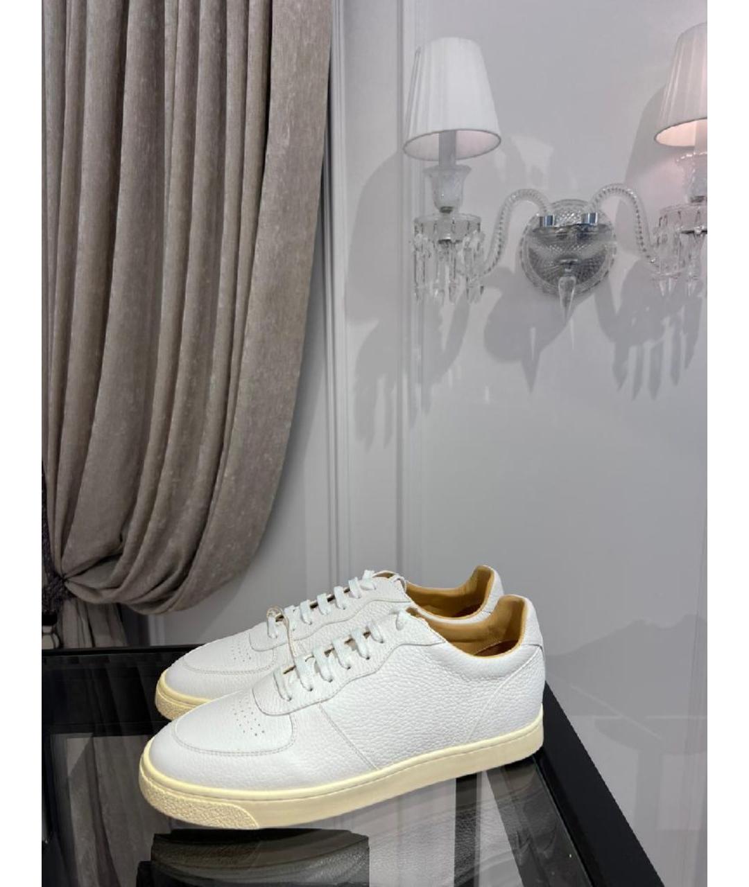 BRUNELLO CUCINELLI Белые кожаные низкие кроссовки / кеды, фото 4