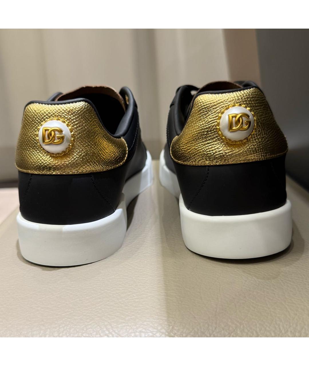 DOLCE&GABBANA Черные кожаные кеды, фото 4