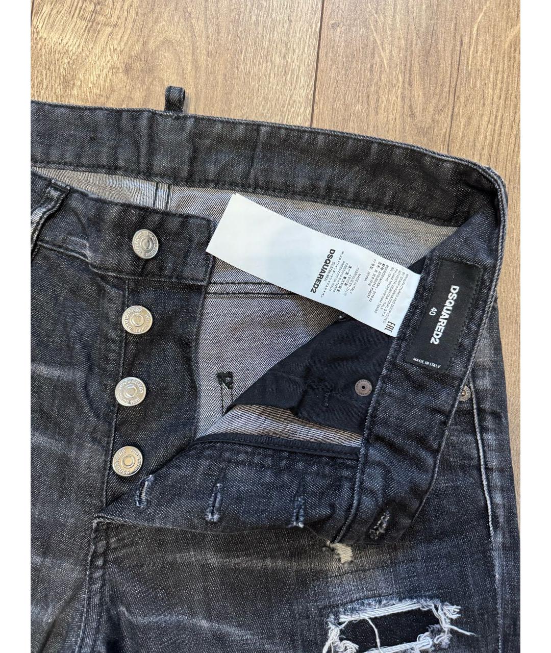 DSQUARED2 Антрацитовые хлопковые джинсы слим, фото 4