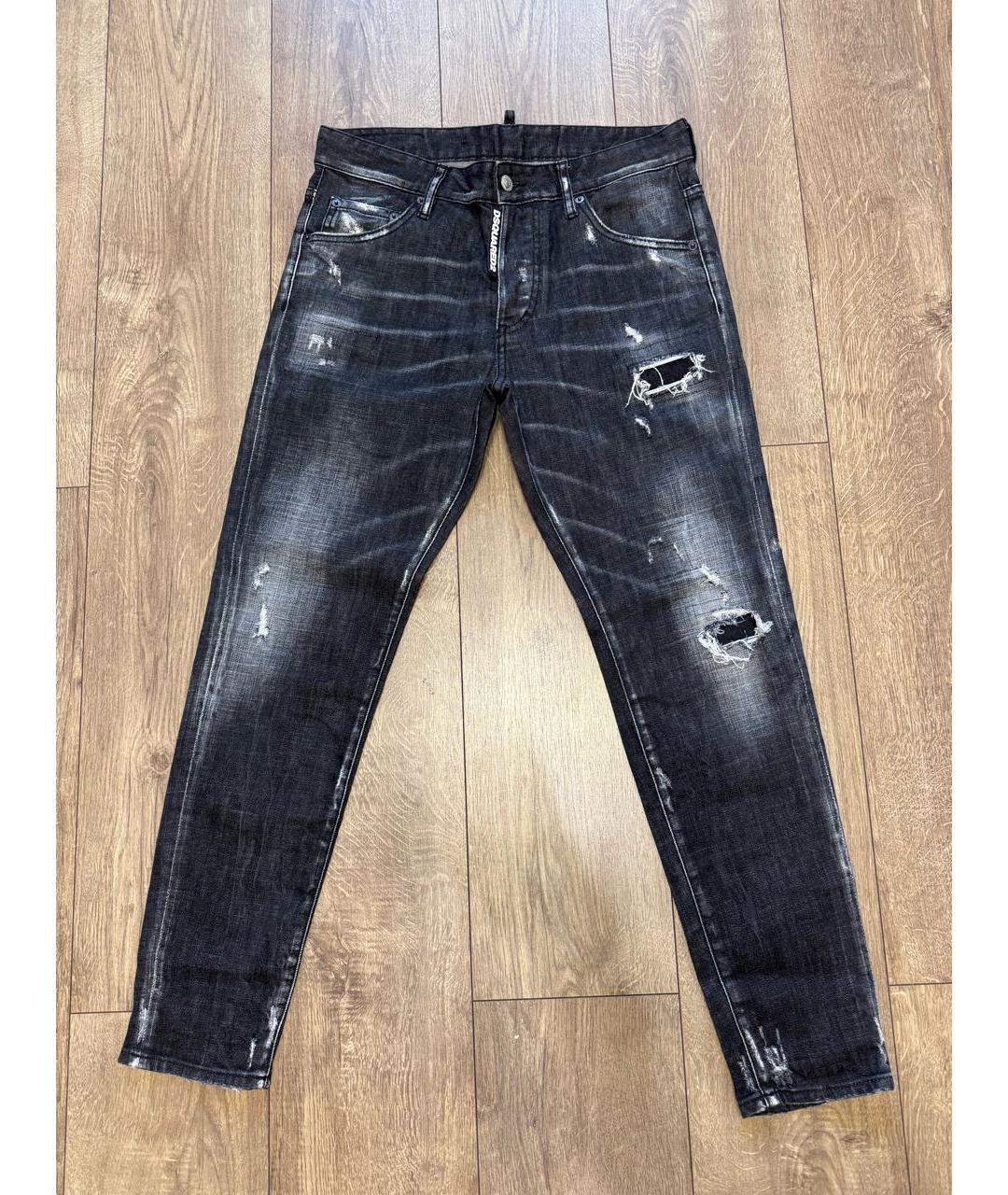 DSQUARED2 Антрацитовые хлопковые джинсы слим, фото 5