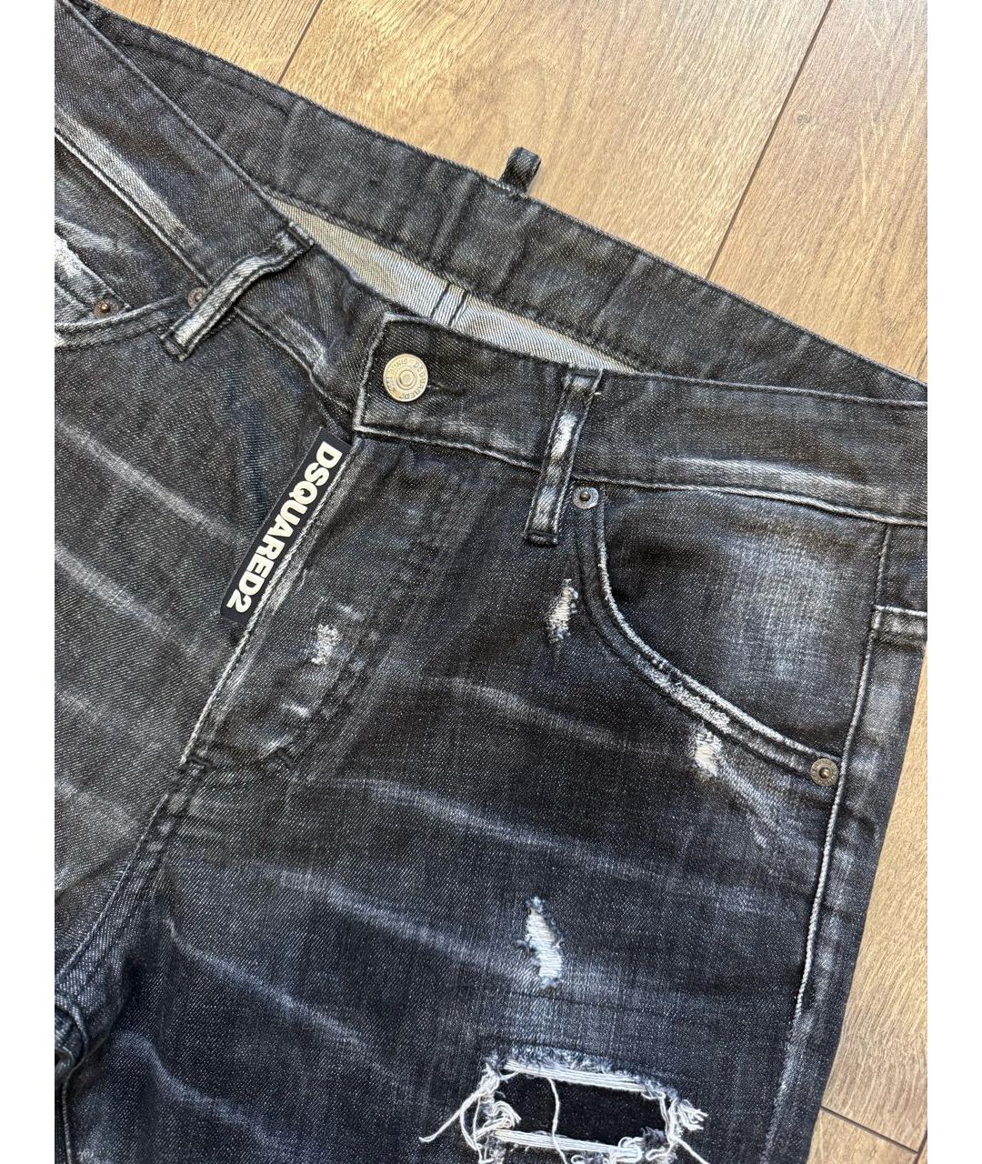 DSQUARED2 Антрацитовые хлопковые джинсы слим, фото 3