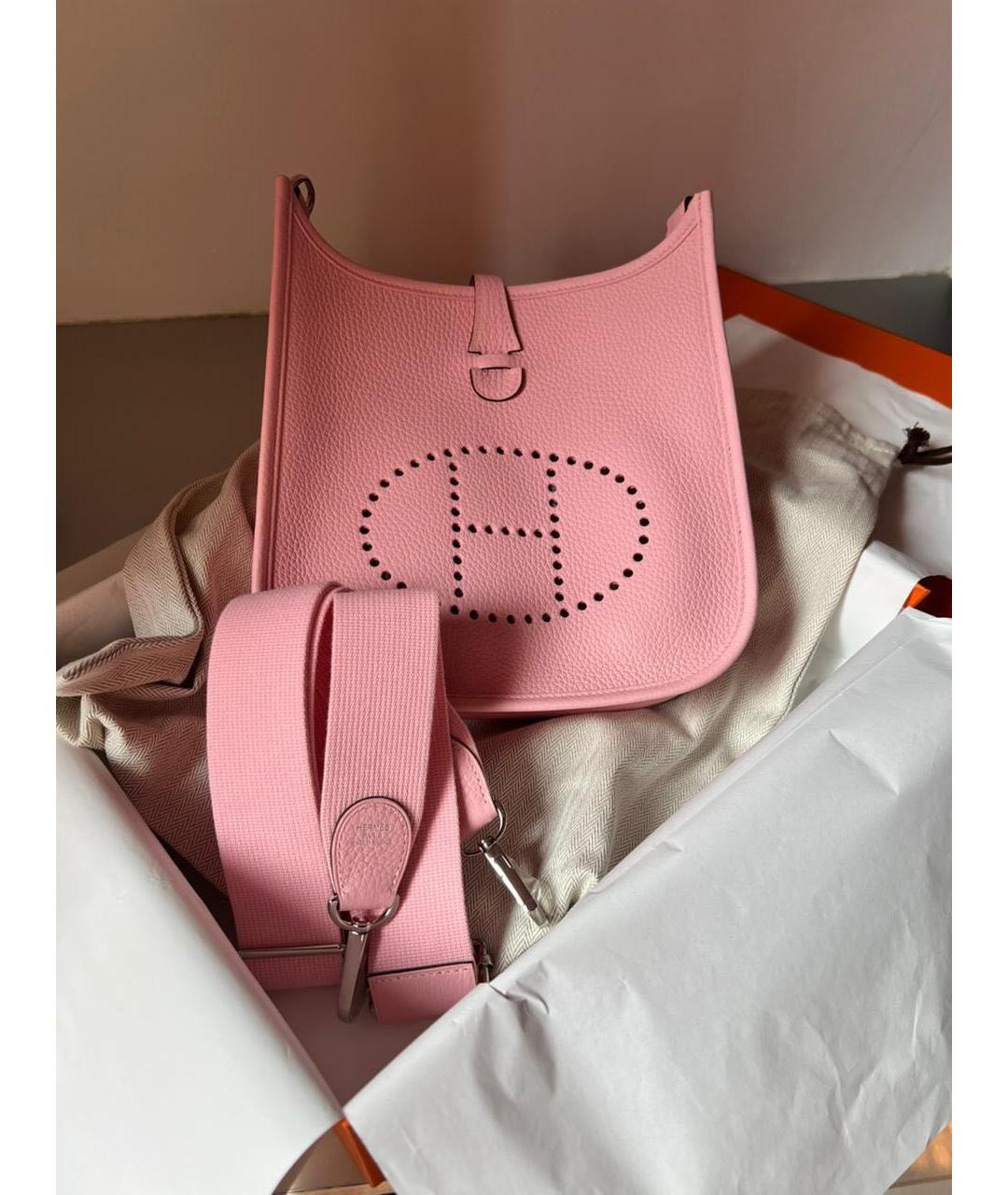 HERMES Розовая кожаная сумка через плечо, фото 9