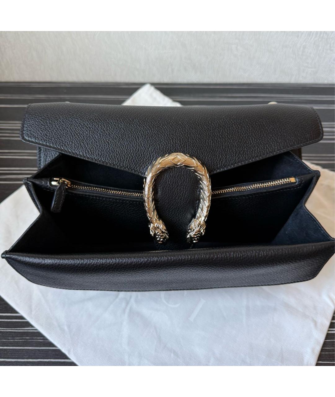 GUCCI Черная кожаная сумка через плечо, фото 6
