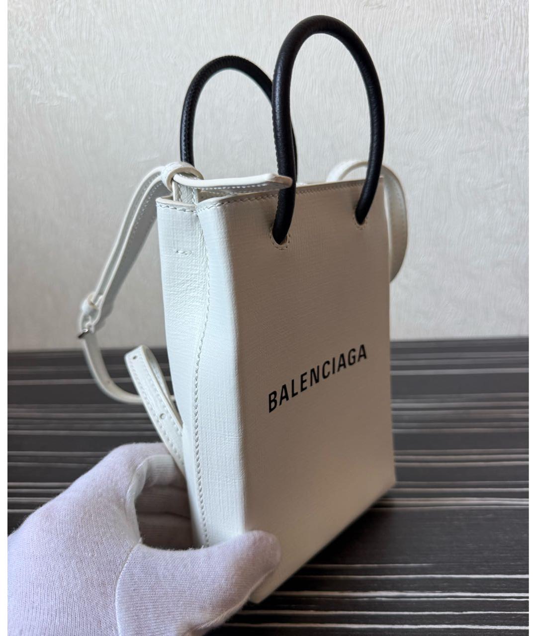 BALENCIAGA Белая кожаная сумка через плечо, фото 2