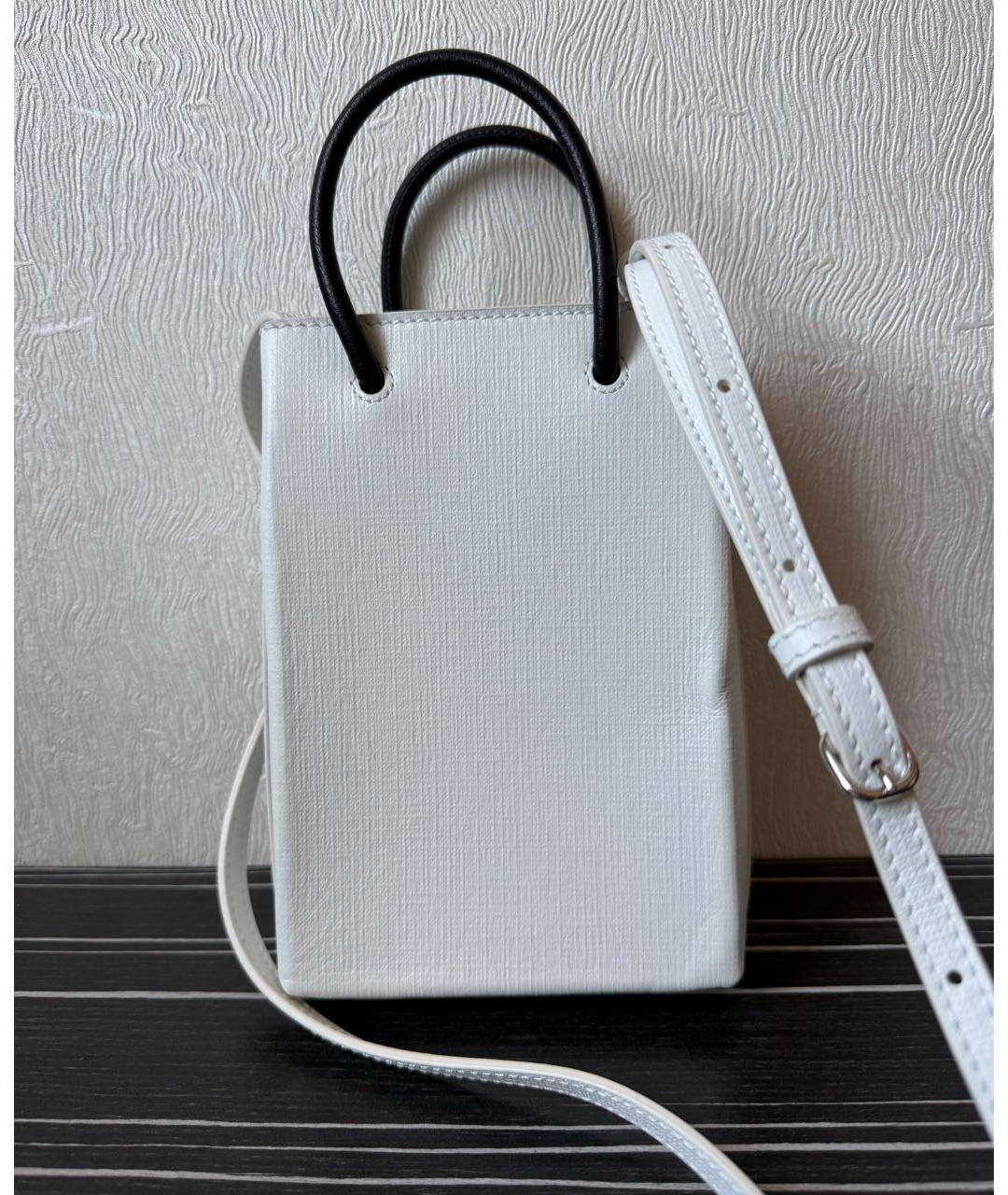 BALENCIAGA Белая кожаная сумка через плечо, фото 3