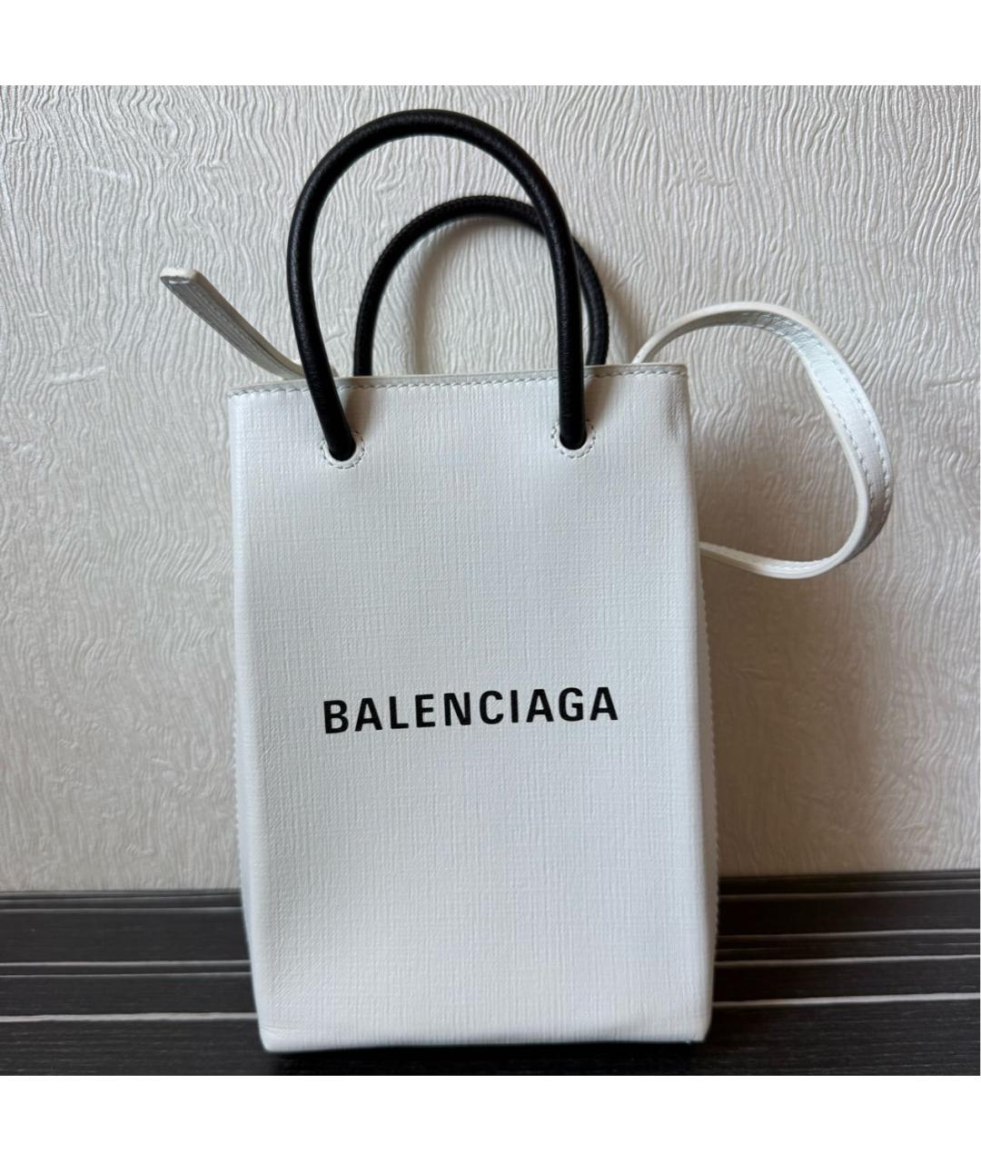 BALENCIAGA Белая кожаная сумка через плечо, фото 8