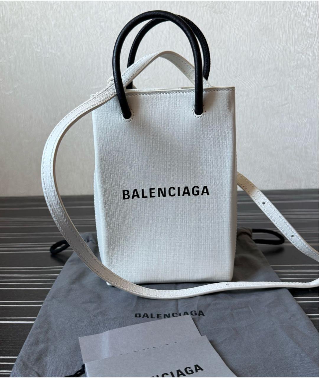 BALENCIAGA Белая кожаная сумка через плечо, фото 6