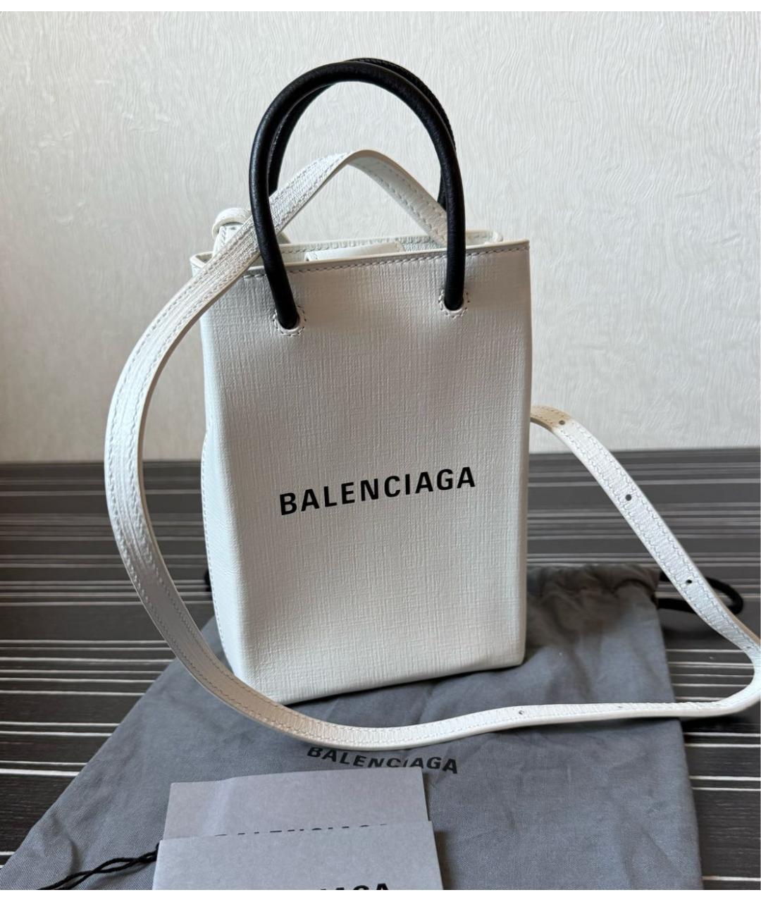 BALENCIAGA Белая кожаная сумка через плечо, фото 5