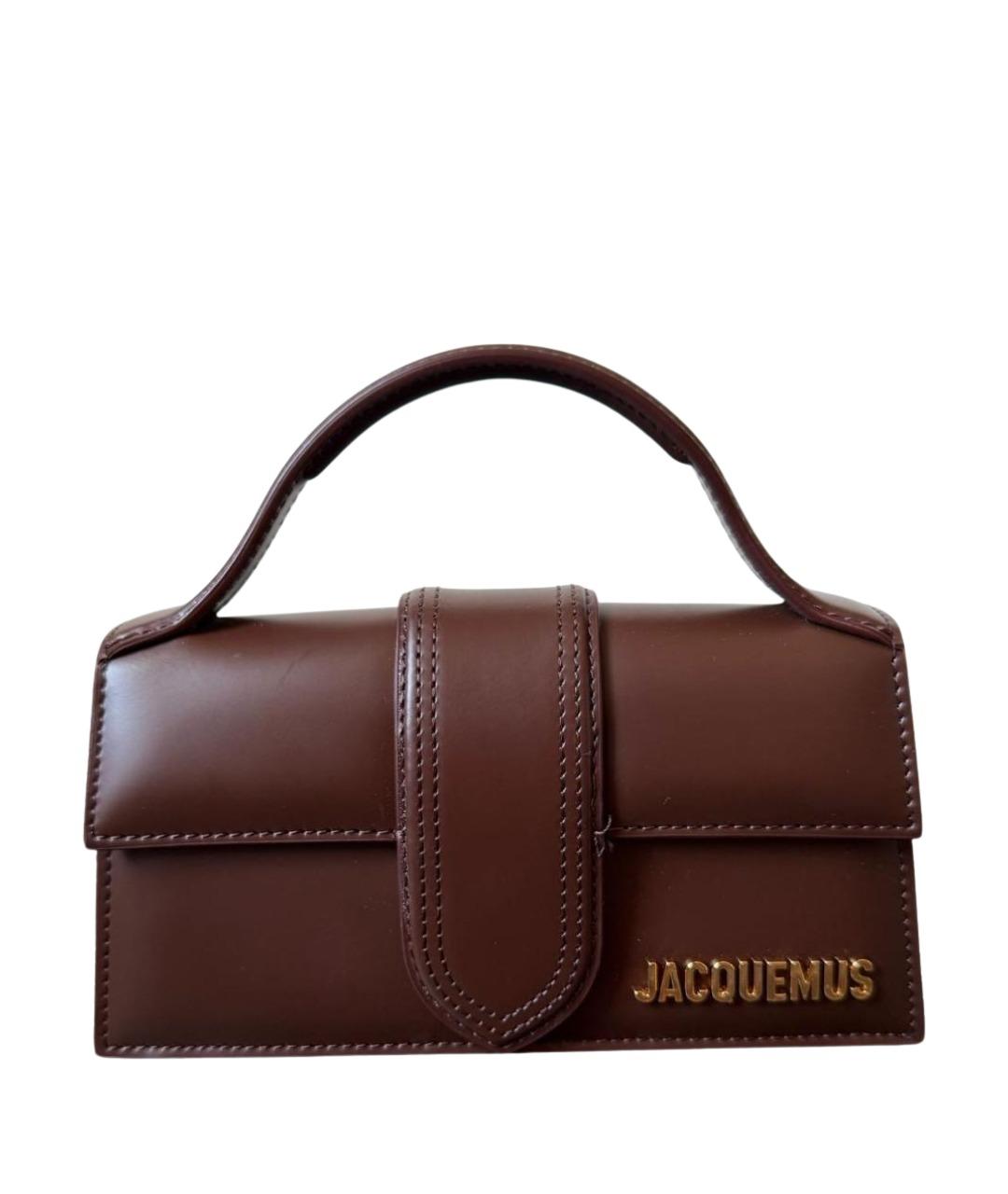 JACQUEMUS Коричневая кожаная сумка с короткими ручками, фото 1
