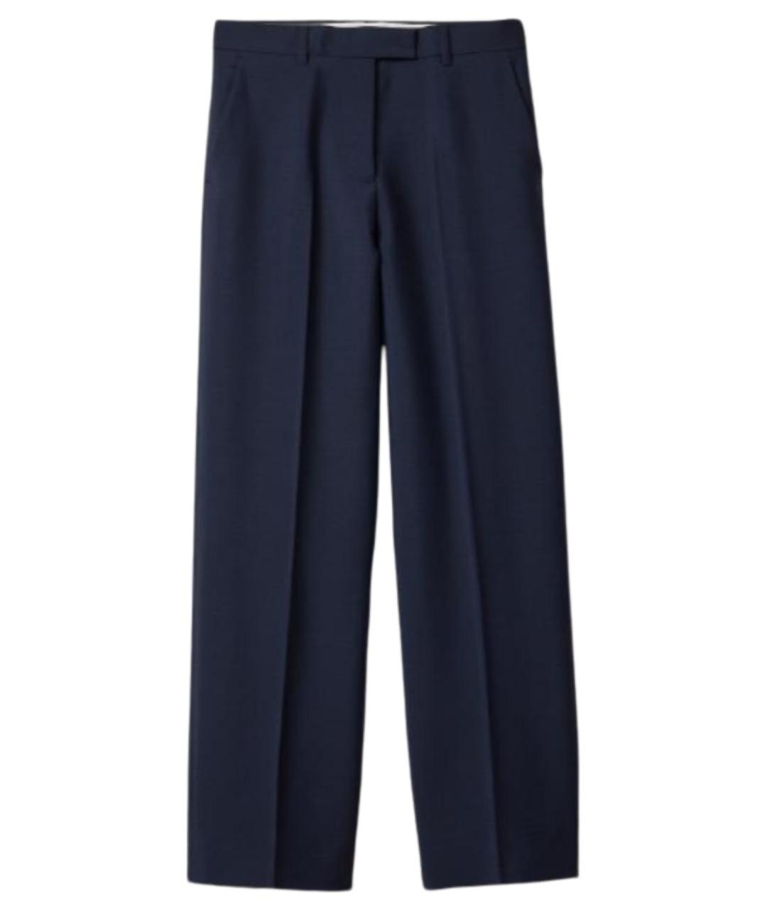 MIU MIU Темно-синие шерстяные прямые брюки, фото 1