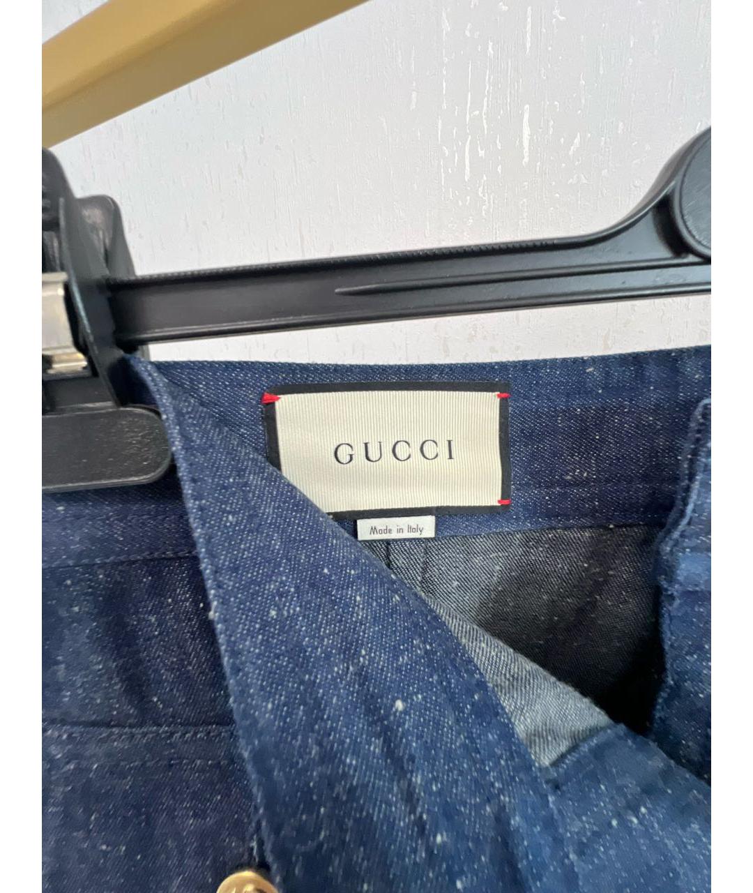 GUCCI Темно-синяя деним юбка миди, фото 3