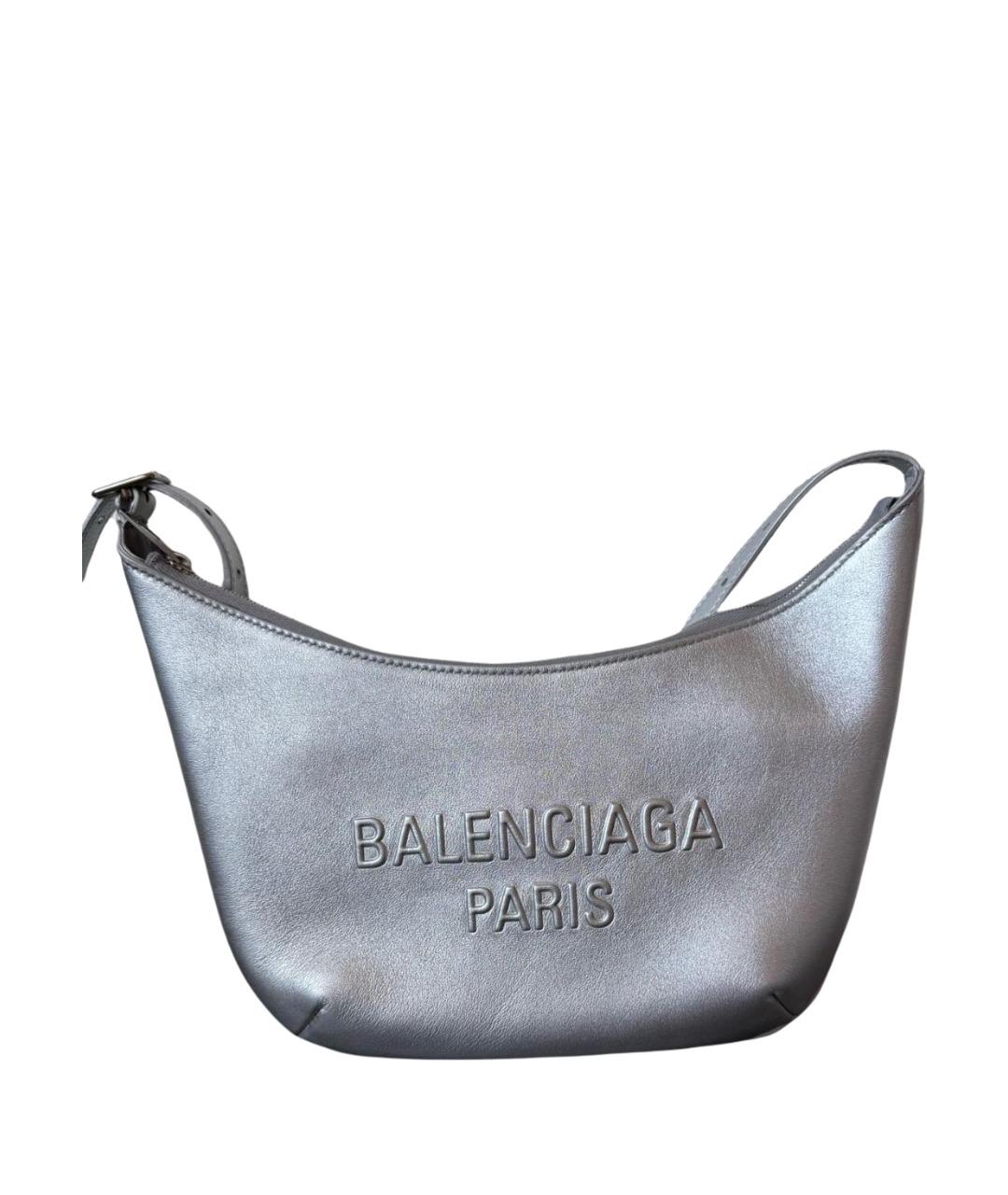 BALENCIAGA Серебряная кожаная сумка с короткими ручками, фото 1