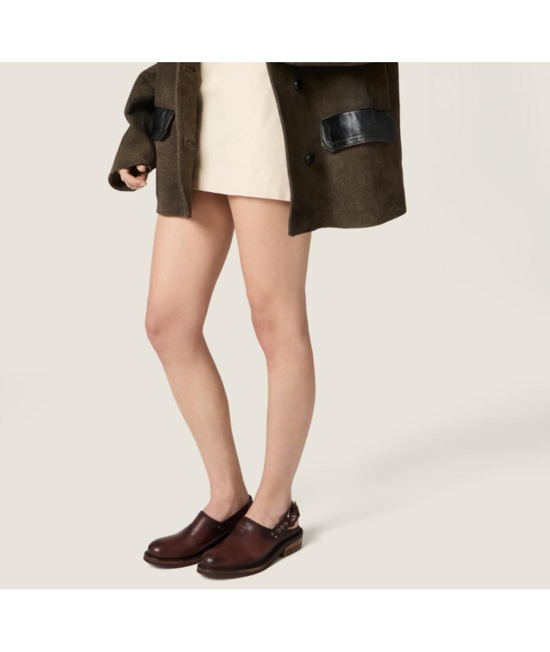 MIU MIU Коричневые кожаные мюли, фото 5