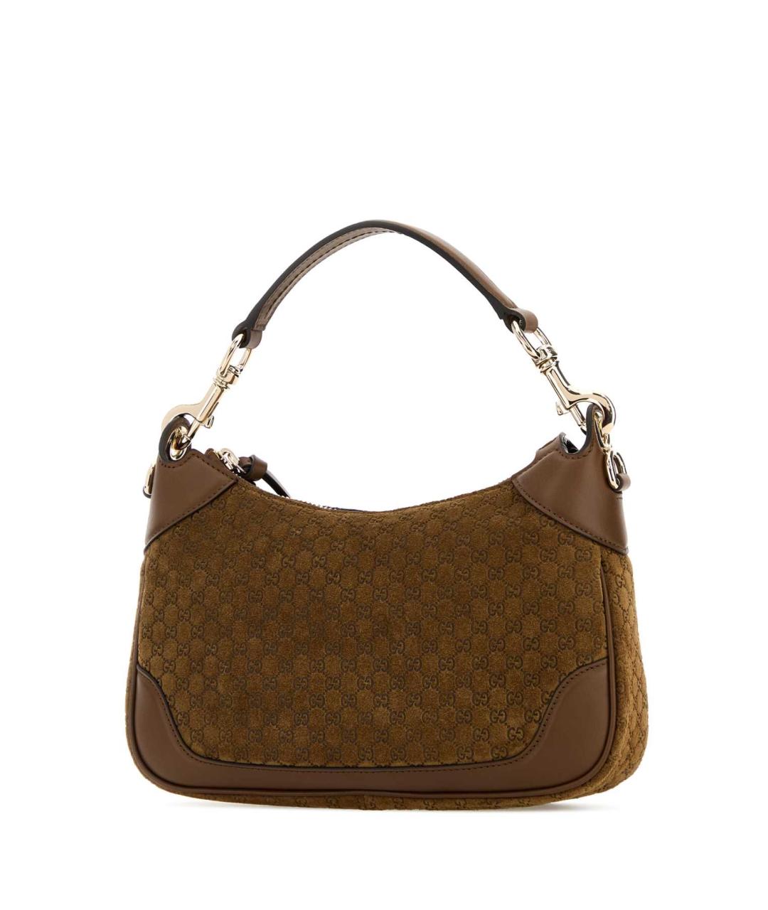 GUCCI Коричневая замшевая сумка с короткими ручками, фото 2