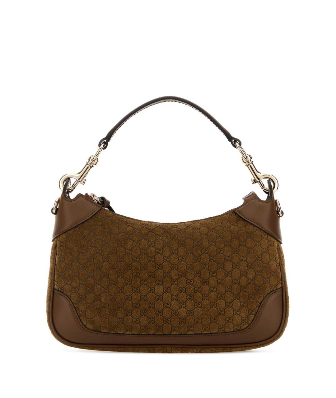 GUCCI Коричневая замшевая сумка с короткими ручками, фото 1