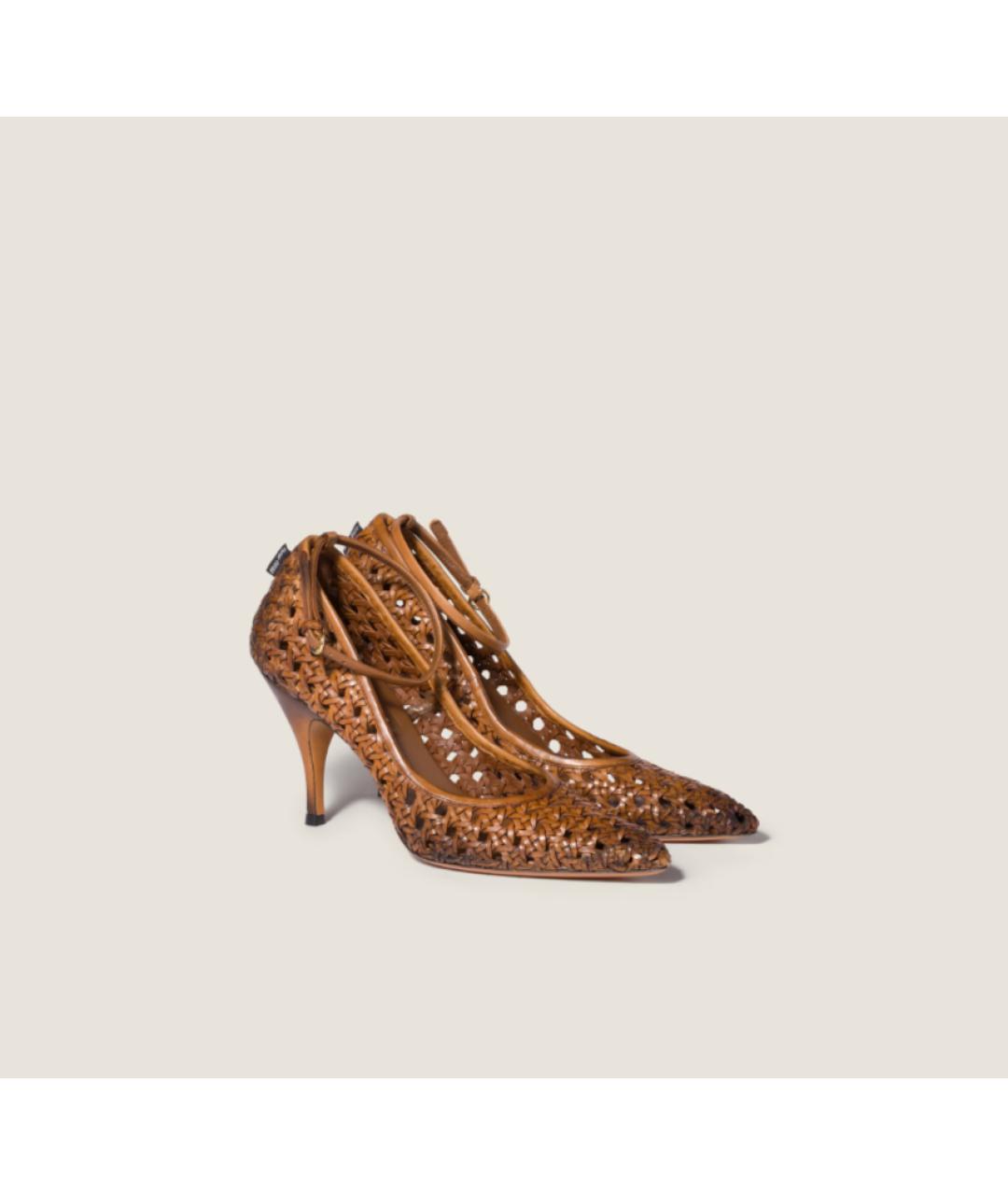 MIU MIU Коричневые кожаные туфли, фото 2