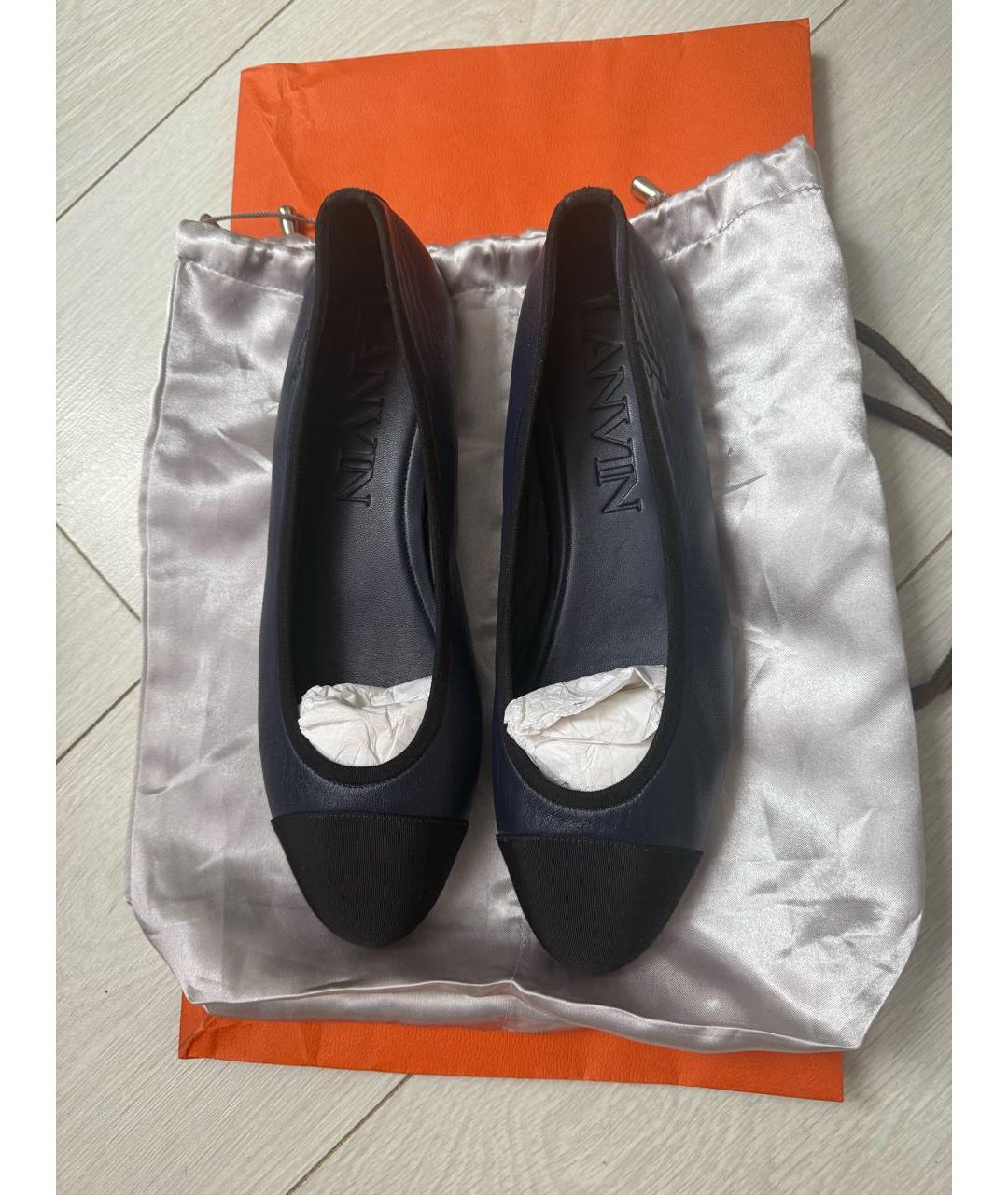 LANVIN Темно-синие кожаные балетки, фото 2
