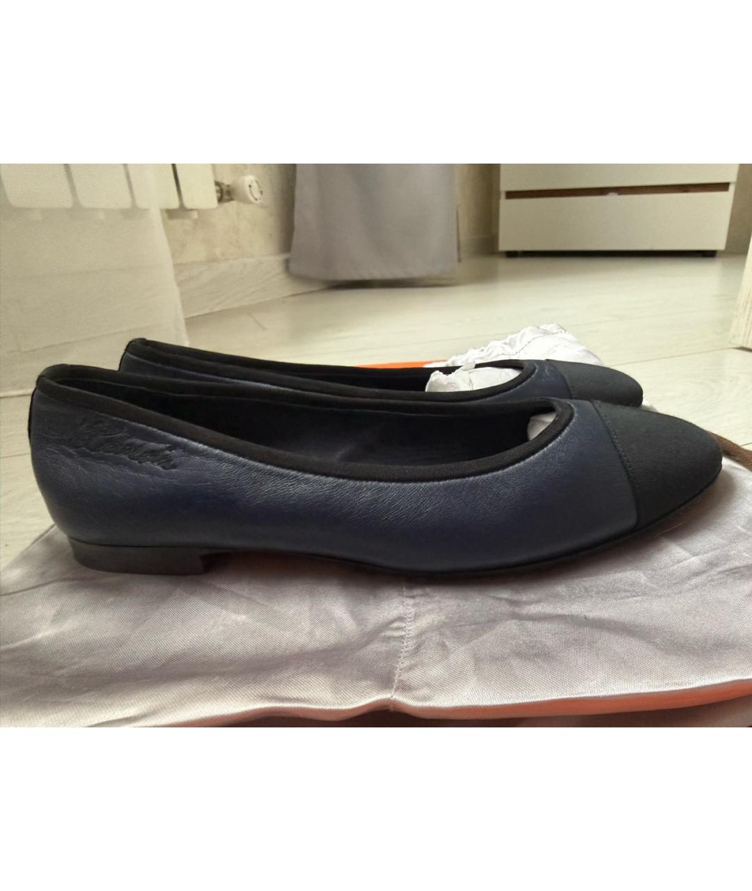 LANVIN Темно-синие кожаные балетки, фото 7