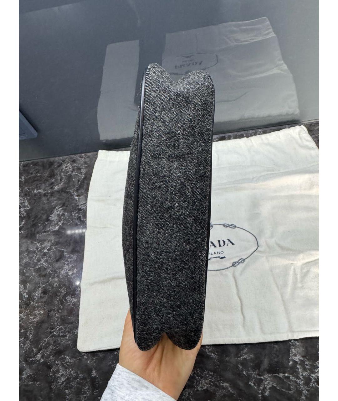 PRADA Серая шерстяная сумка с короткими ручками, фото 2