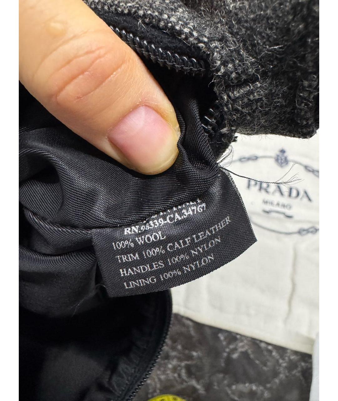 PRADA Серая шерстяная сумка с короткими ручками, фото 6