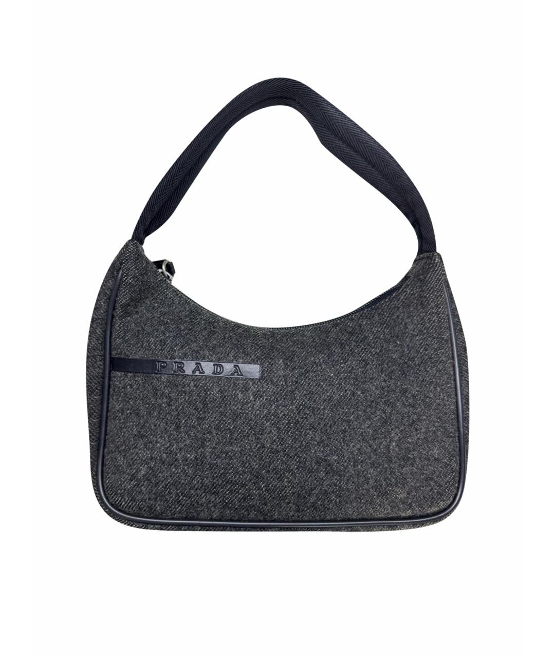 PRADA Серая шерстяная сумка с короткими ручками, фото 1