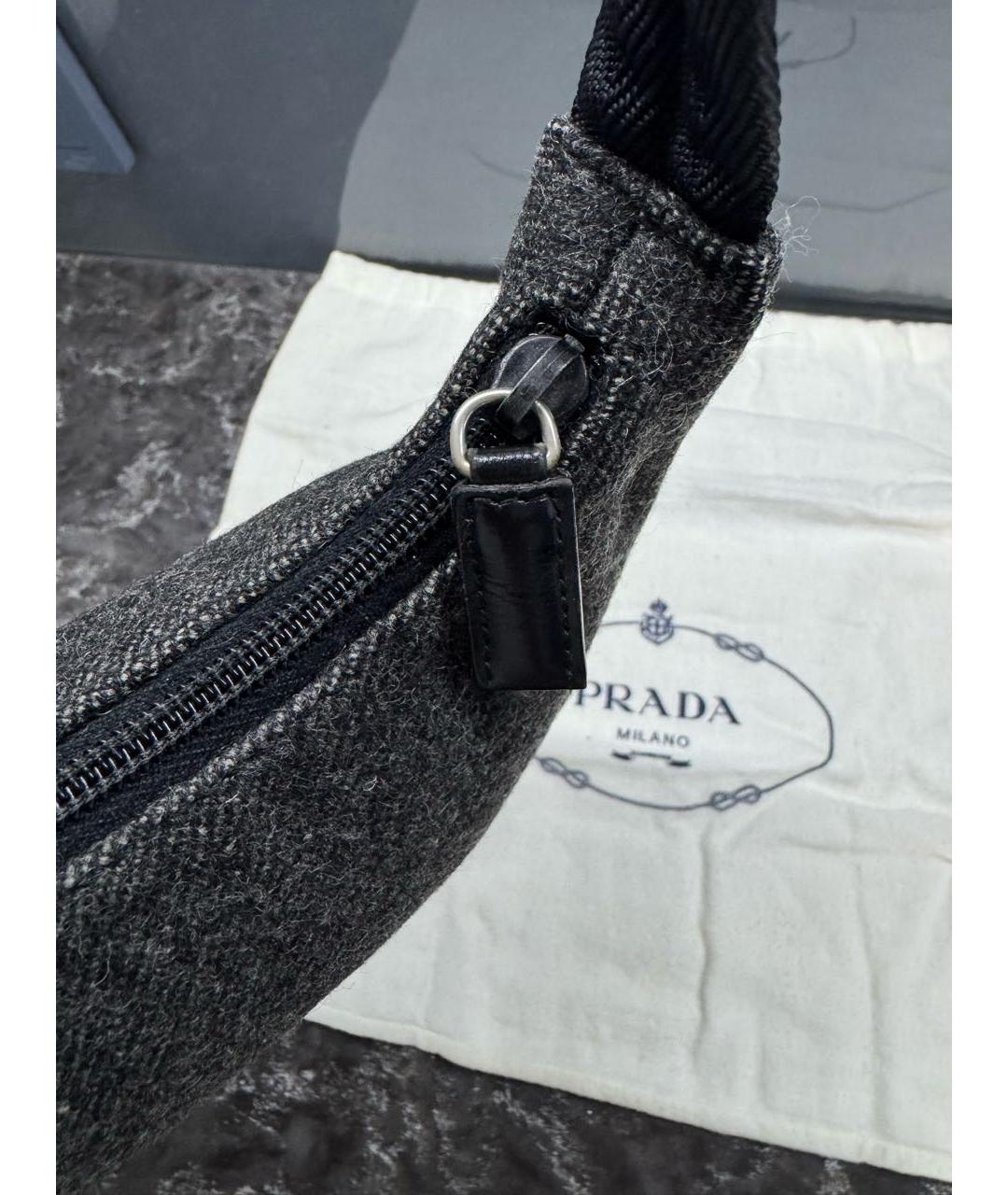 PRADA Серая шерстяная сумка с короткими ручками, фото 4