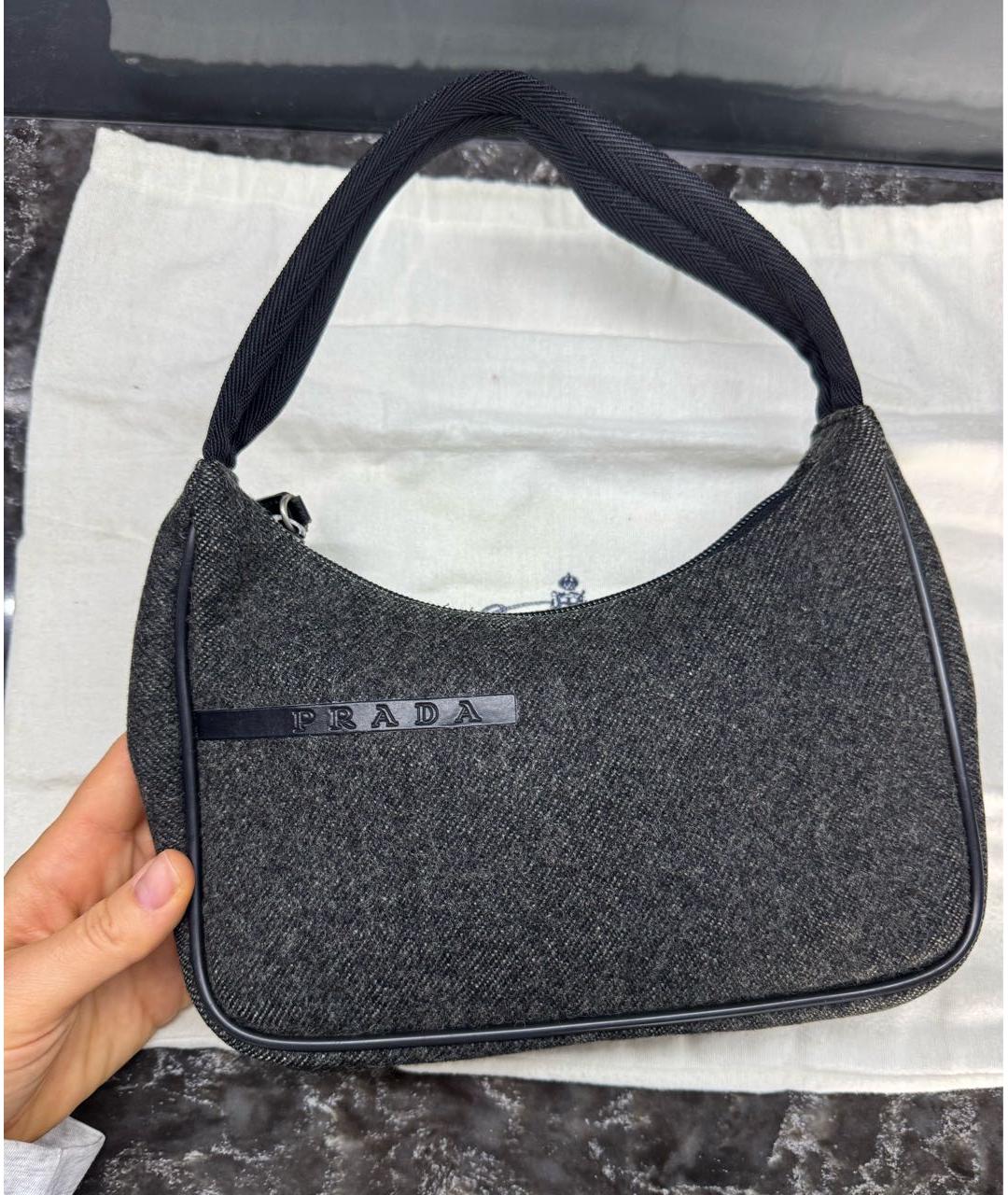 PRADA Серая шерстяная сумка с короткими ручками, фото 9