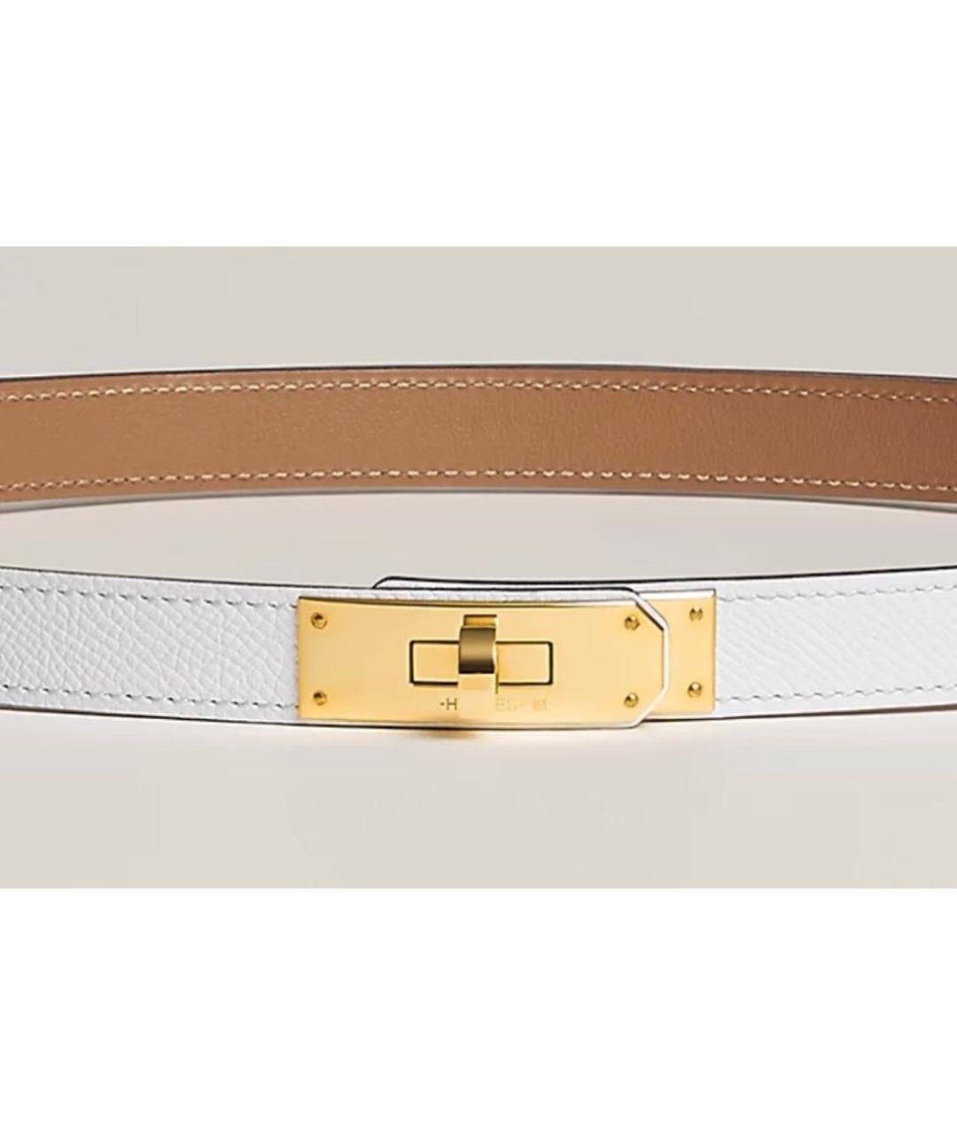 HERMES Белый кожаный ремень, фото 2