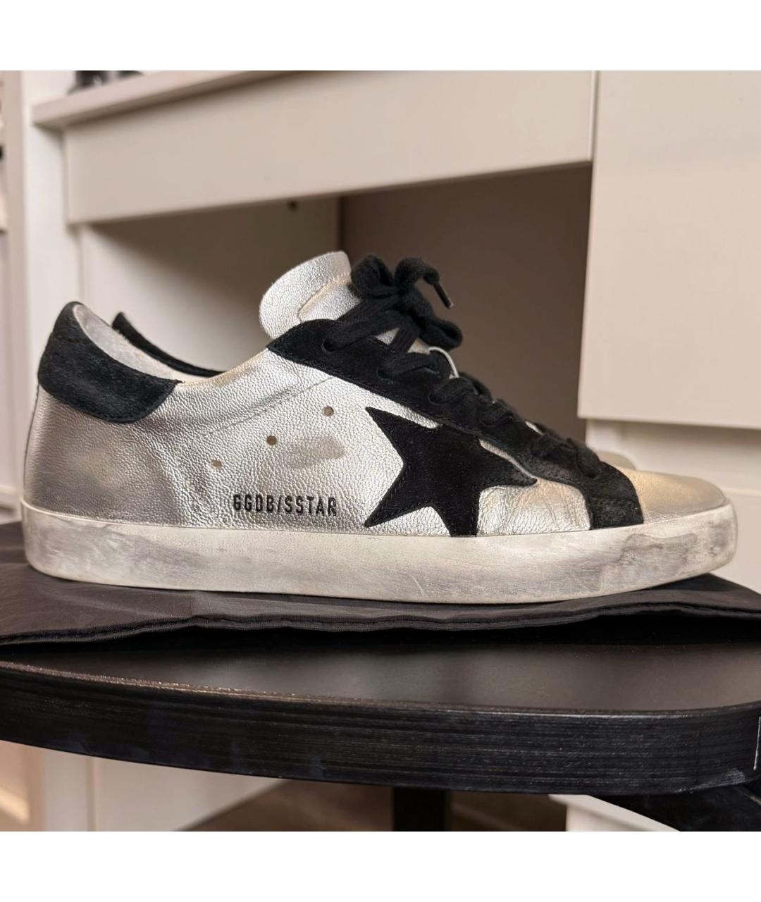 GOLDEN GOOSE DELUXE BRAND Серебряные кожаные кеды, фото 6