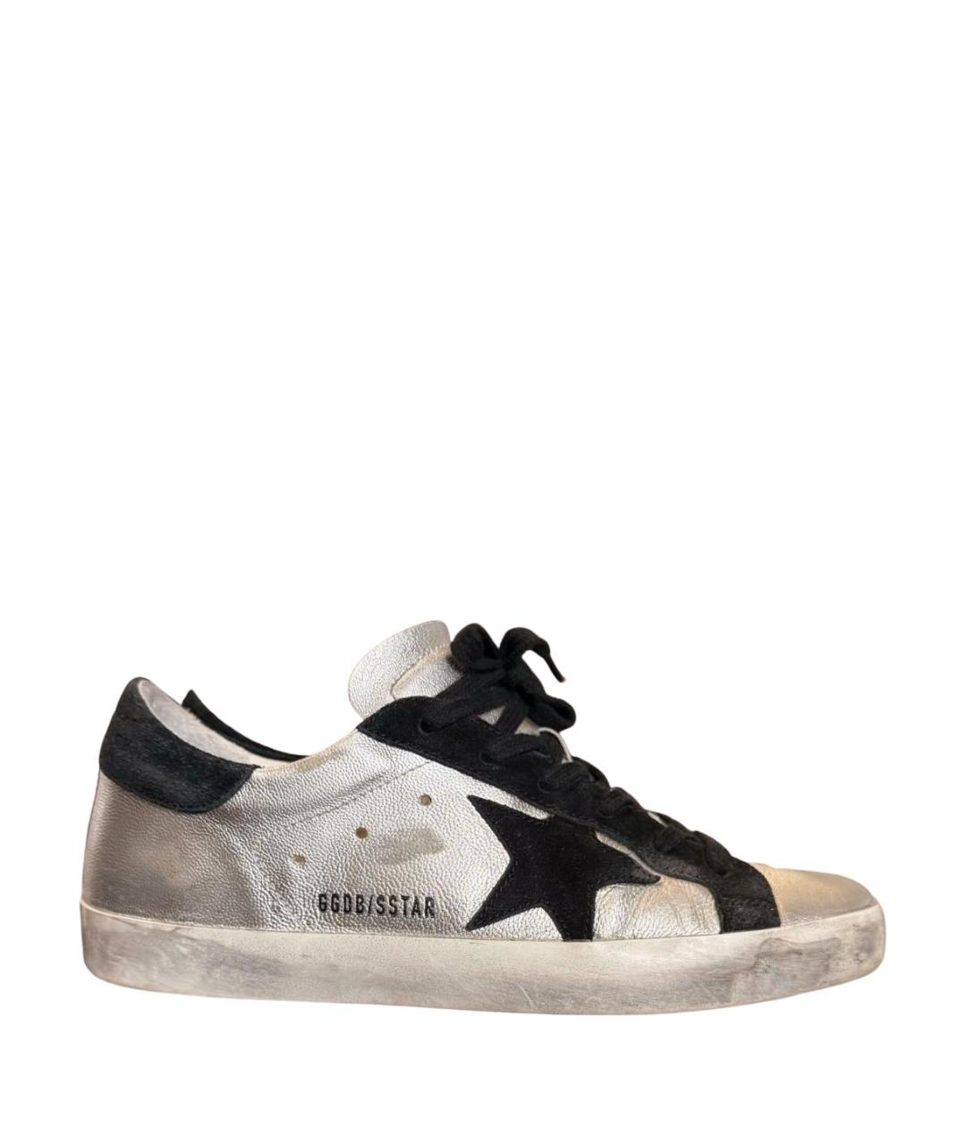 GOLDEN GOOSE DELUXE BRAND Серебряные кожаные кеды, фото 1