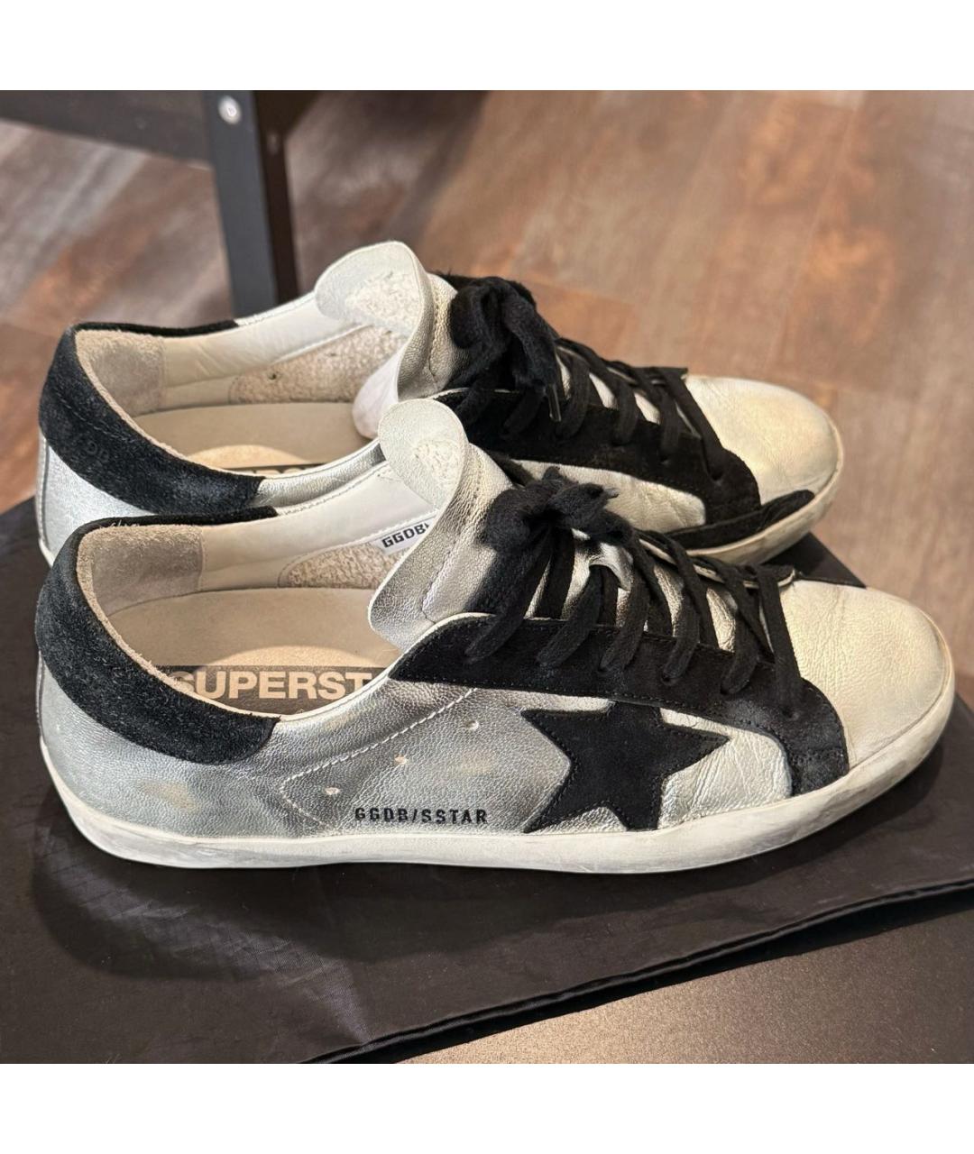 GOLDEN GOOSE DELUXE BRAND Серебряные кожаные кеды, фото 5