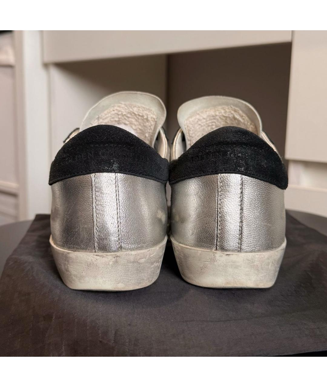 GOLDEN GOOSE DELUXE BRAND Серебряные кожаные кеды, фото 4