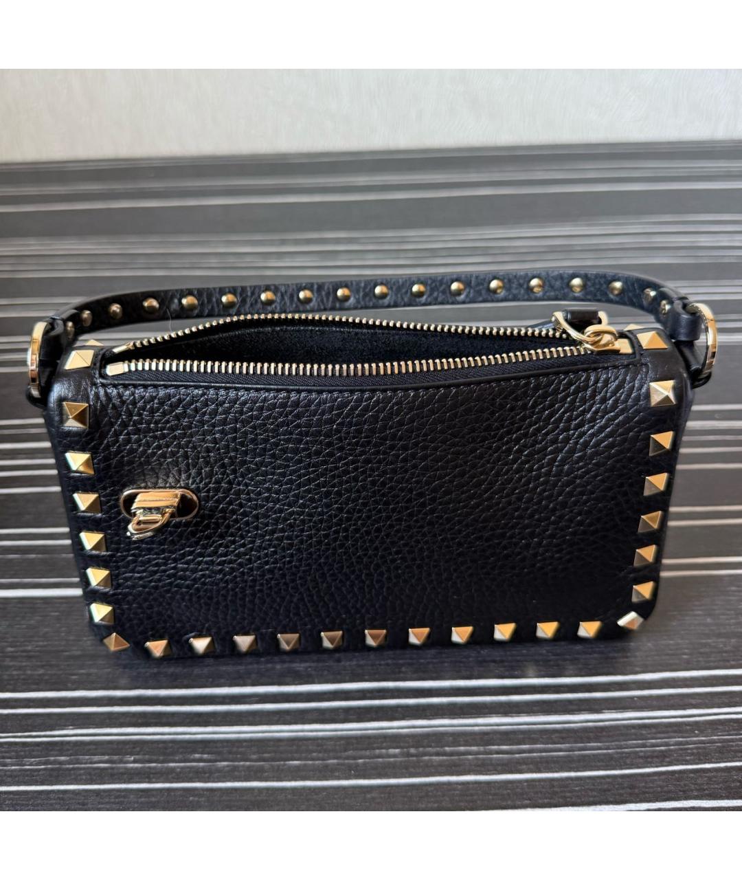 VALENTINO Черная кожаная сумка с короткими ручками, фото 4
