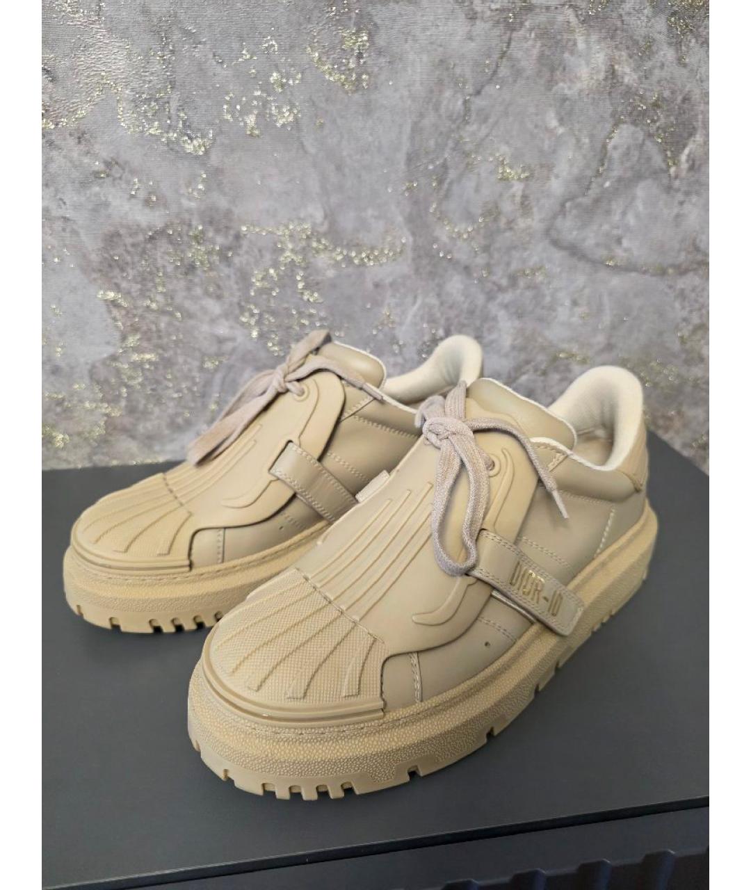 CHRISTIAN DIOR Бежевые кожаные кеды, фото 3